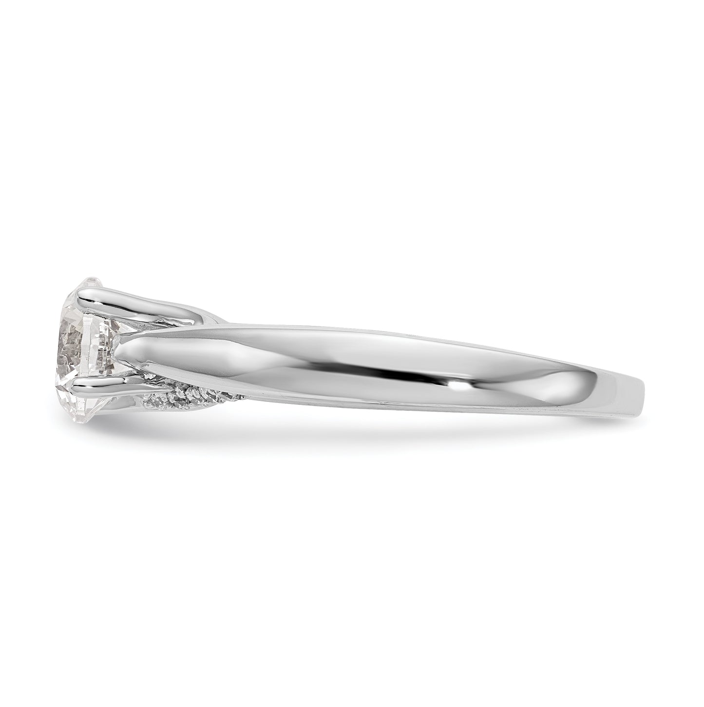 14k White Gold (Holds 1 carat (6.50 mm) Round) 4-Prong with 1/15 carat Diamond Semi-Mount Engagement Ring