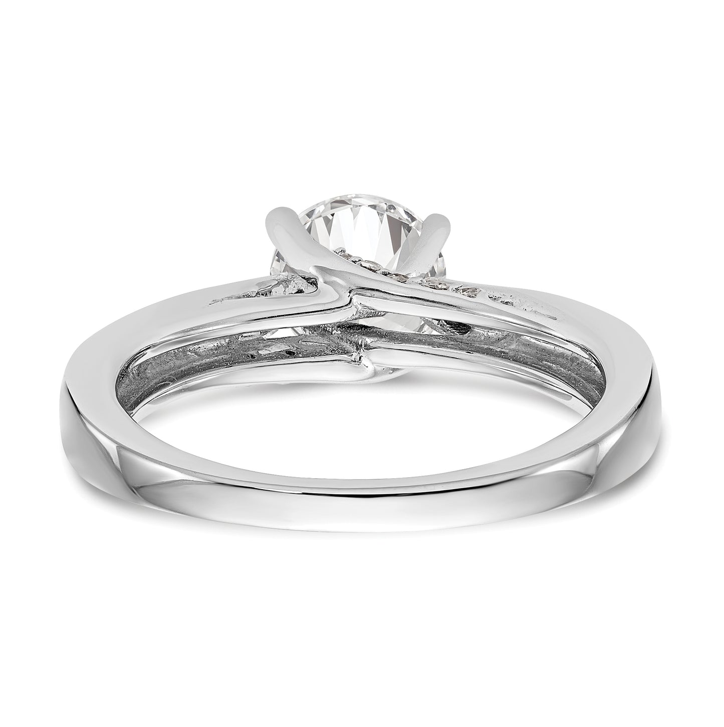 14k White Gold (Holds 1 carat (6.50 mm) Round) 4-Prong with 1/15 carat Diamond Semi-Mount Engagement Ring