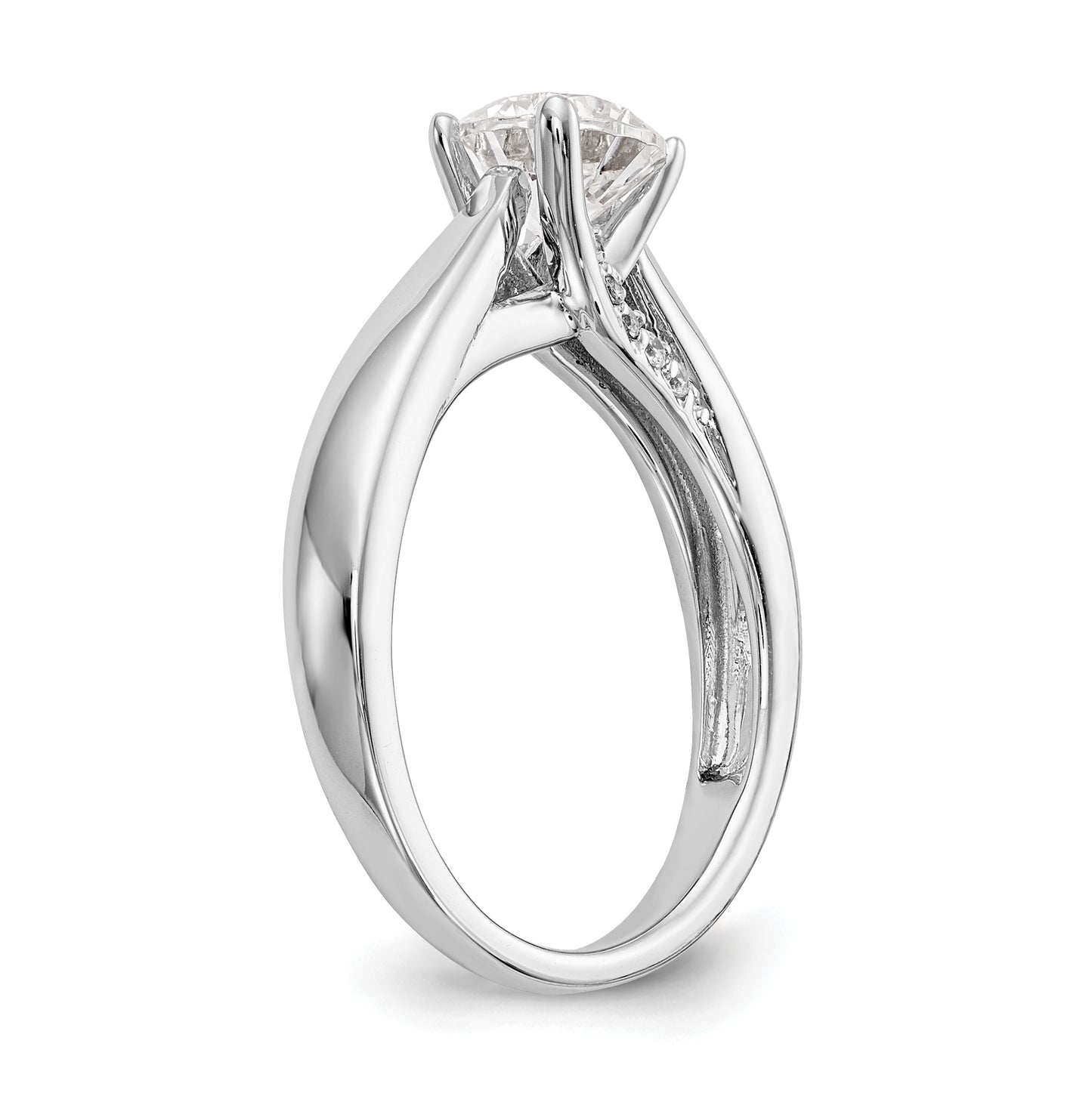 14k White Gold (Holds 1 carat (6.50 mm) Round) 4-Prong with 1/15 carat Diamond Semi-Mount Engagement Ring