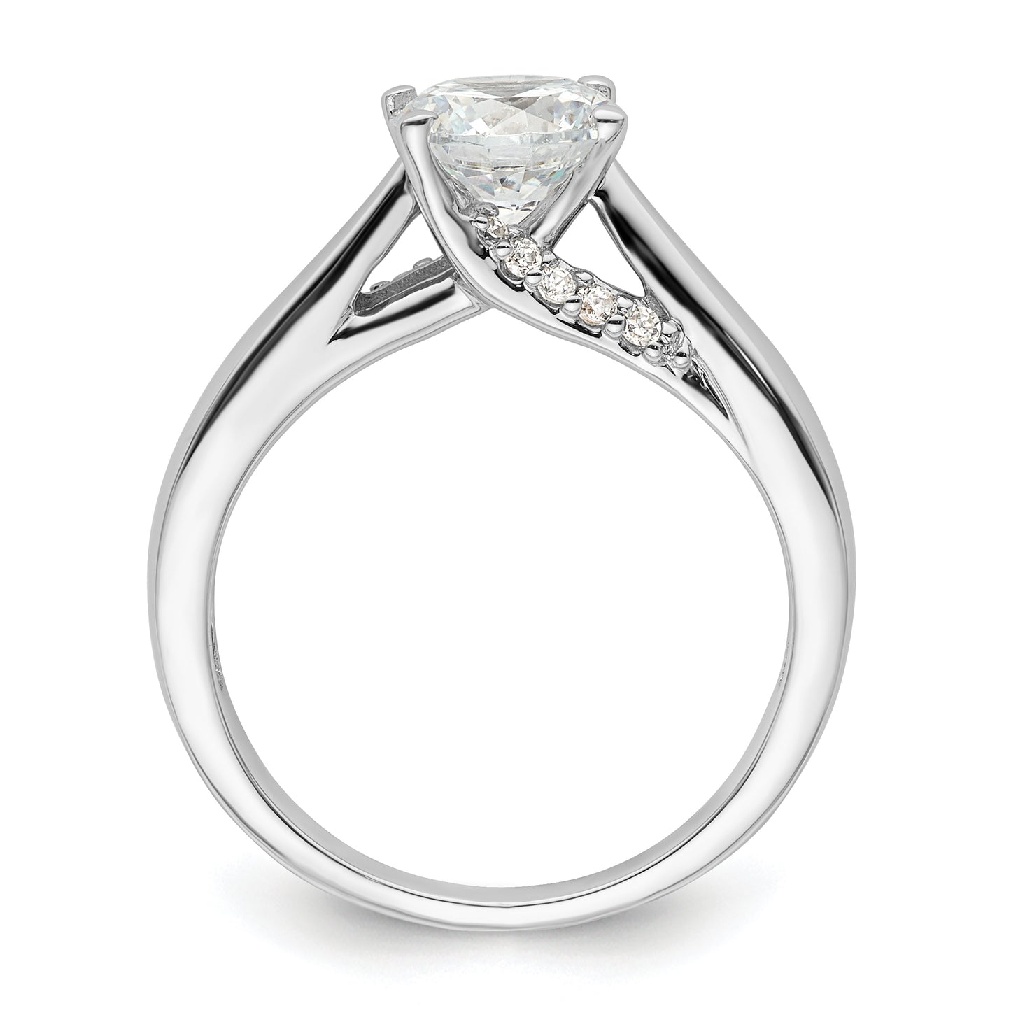 14k White Gold (Holds 1.25 carat (7.00 mm) Round) 4-Prong with 1/15 carat Diamond Semi-Mount Engagement Ring