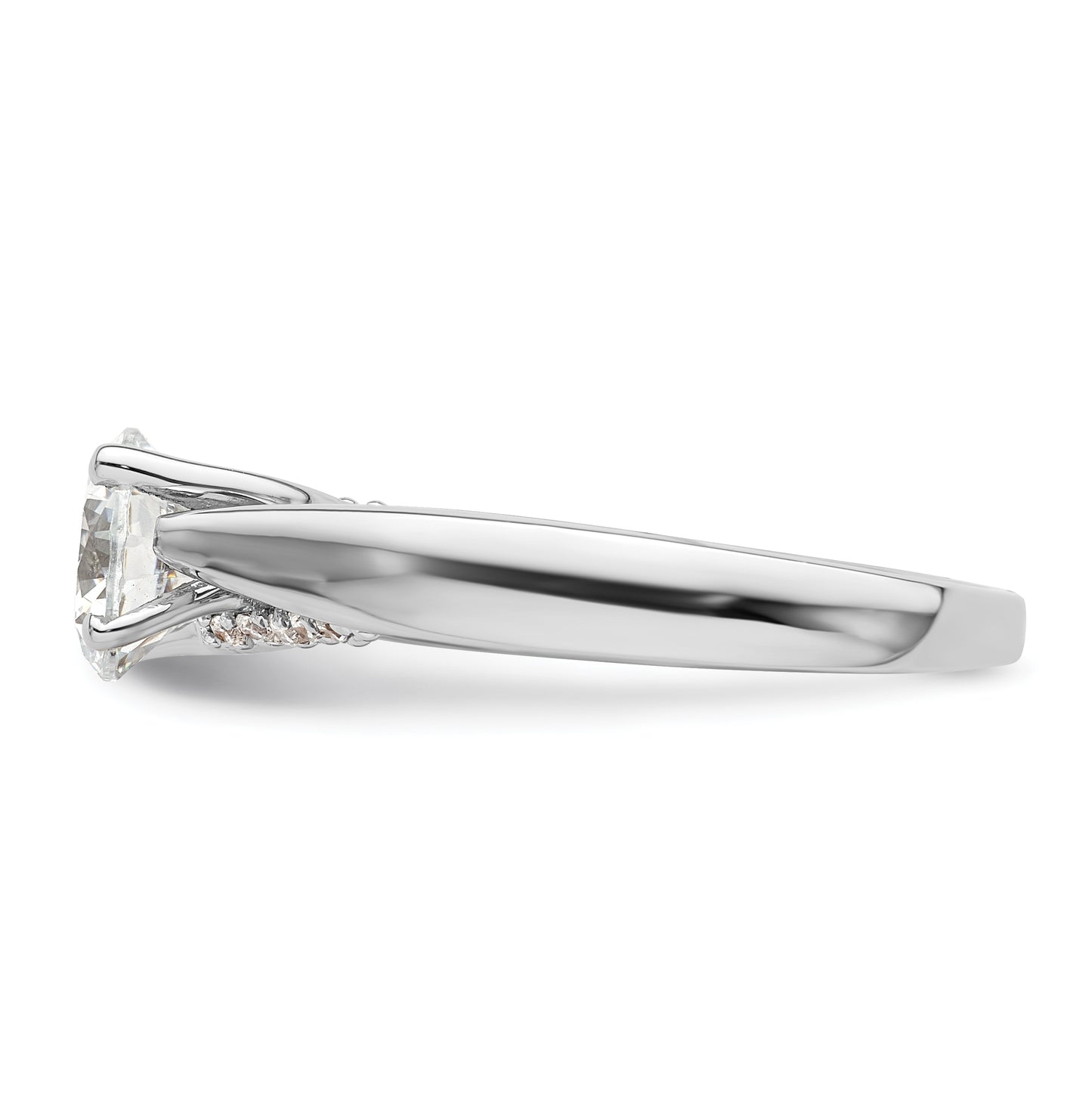 14k White Gold (Holds 1.25 carat (7.00 mm) Round) 4-Prong with 1/15 carat Diamond Semi-Mount Engagement Ring