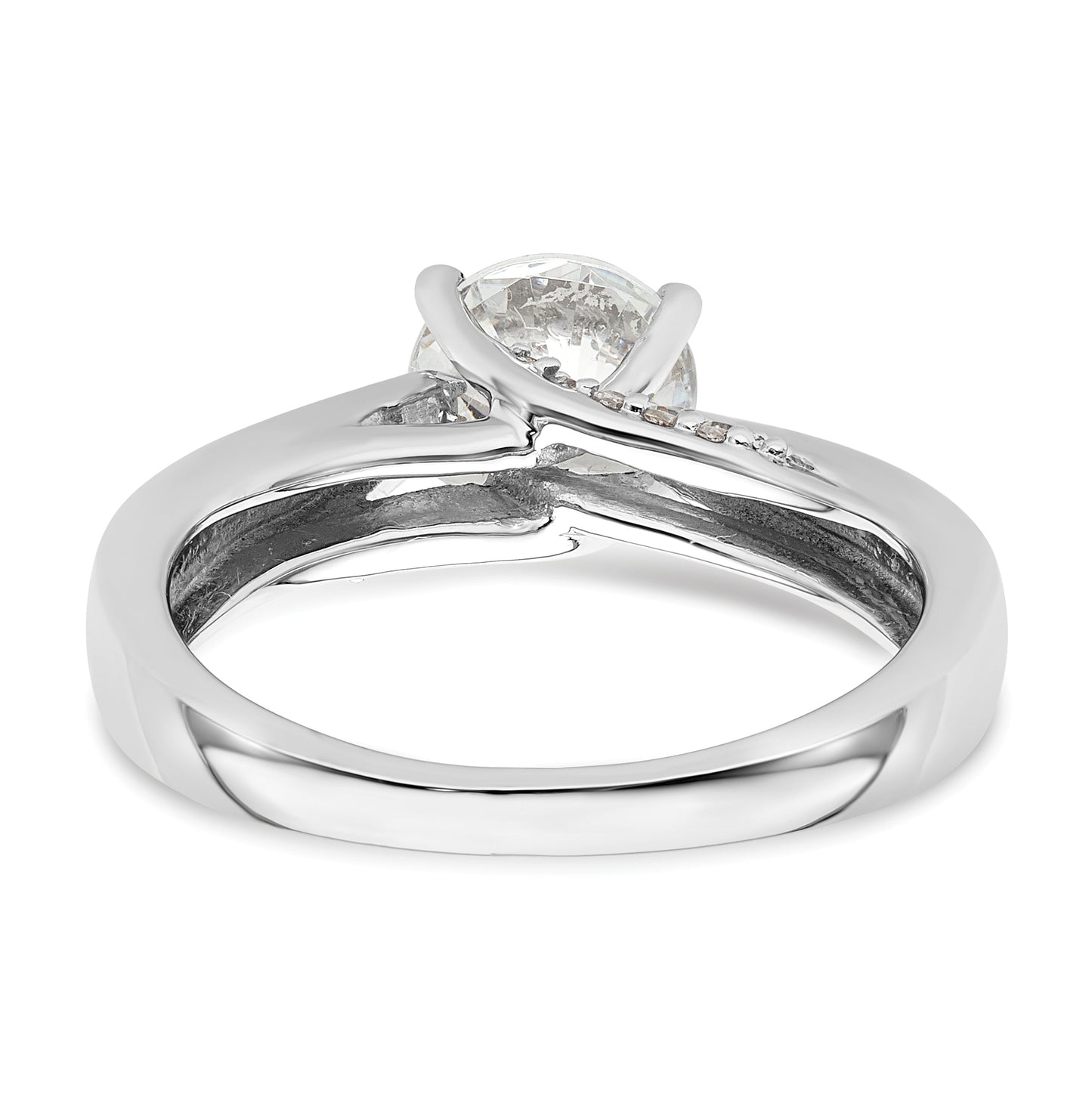 14k White Gold (Holds 1.25 carat (7.00 mm) Round) 4-Prong with 1/15 carat Diamond Semi-Mount Engagement Ring