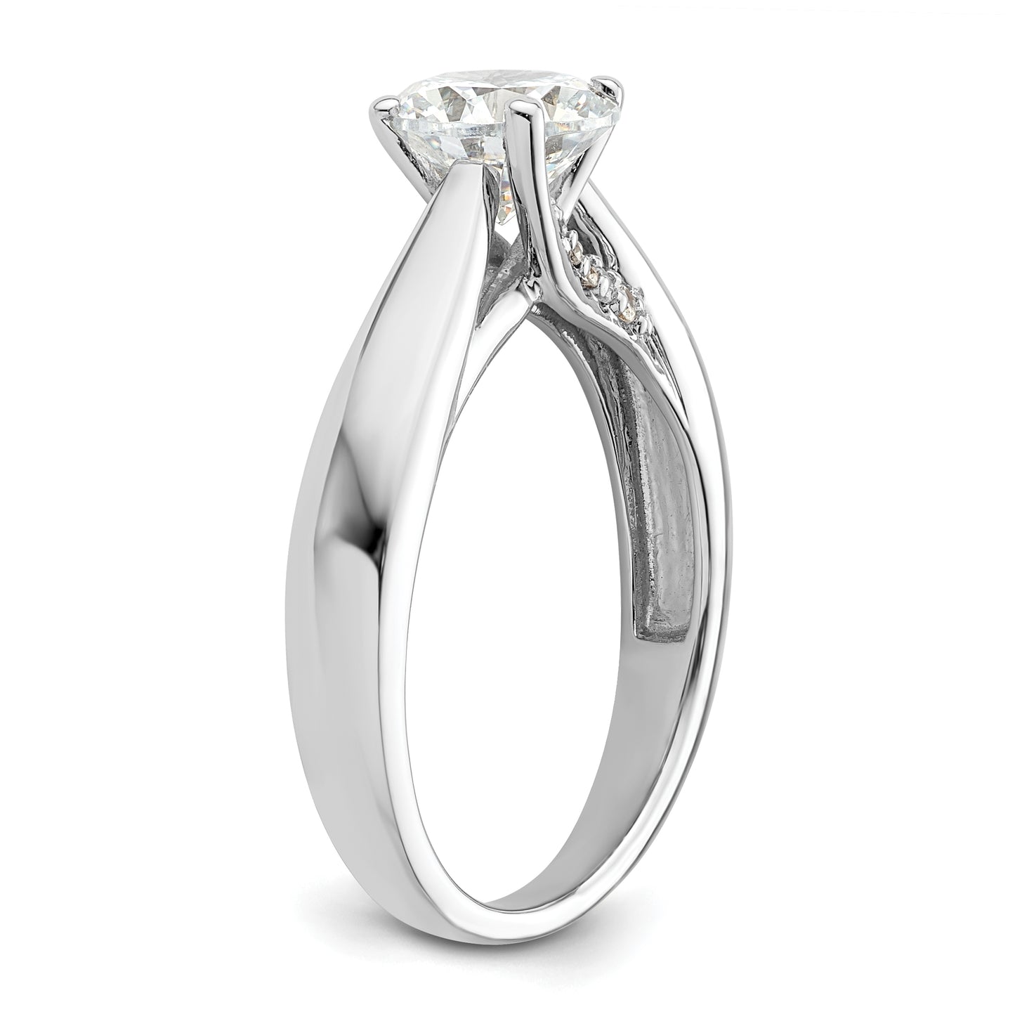 14k White Gold (Holds 1.25 carat (7.00 mm) Round) 4-Prong with 1/15 carat Diamond Semi-Mount Engagement Ring