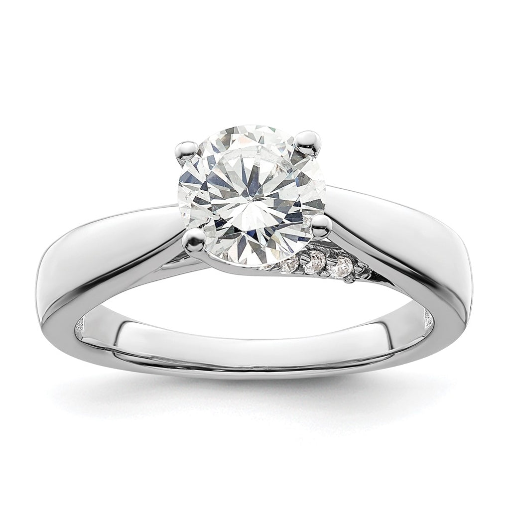 14k White Gold (Holds 1.25 carat (7.00 mm) Round) 4-Prong with 1/15 carat Diamond Semi-Mount Engagement Ring
