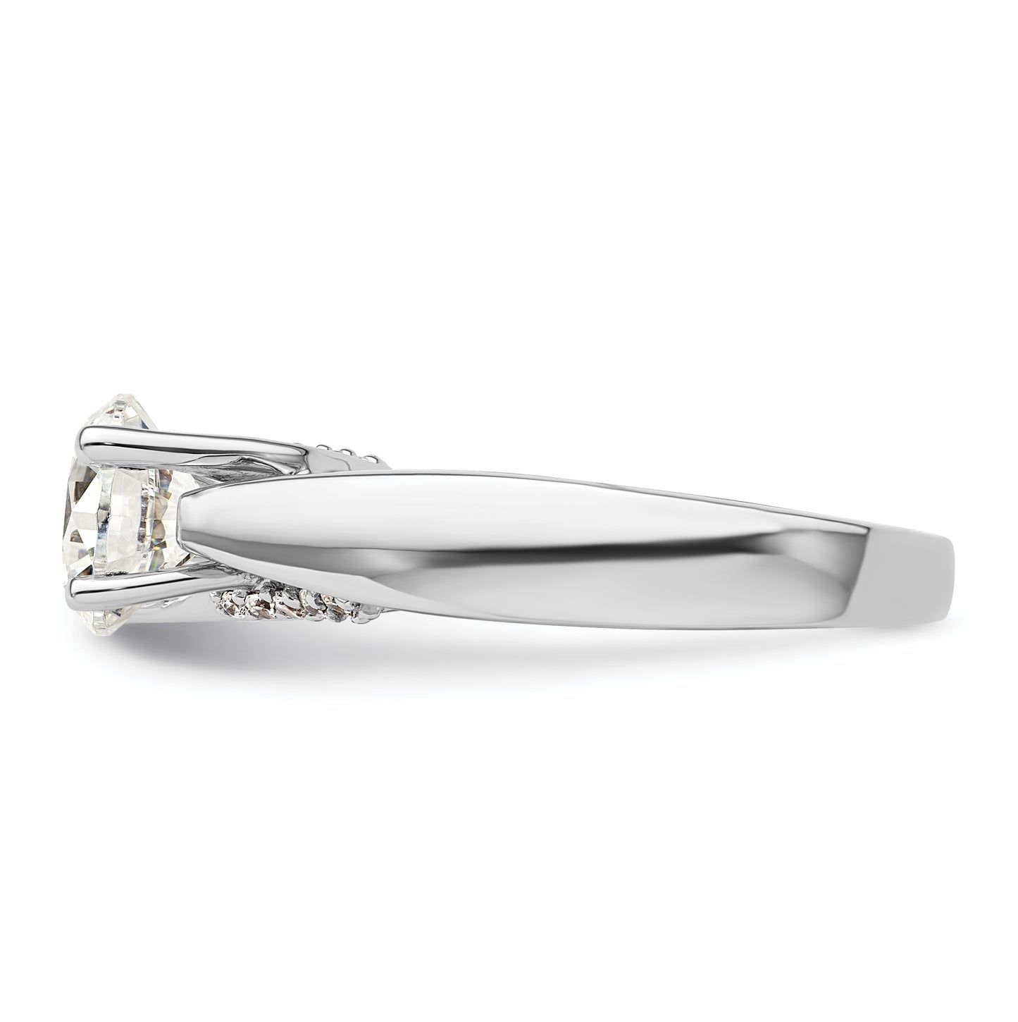 14k White Gold (Holds 1.5 carat (7.50 mm) Round) 4-Prong with 1/15 carat Diamond Semi-Mount Engagement Ring