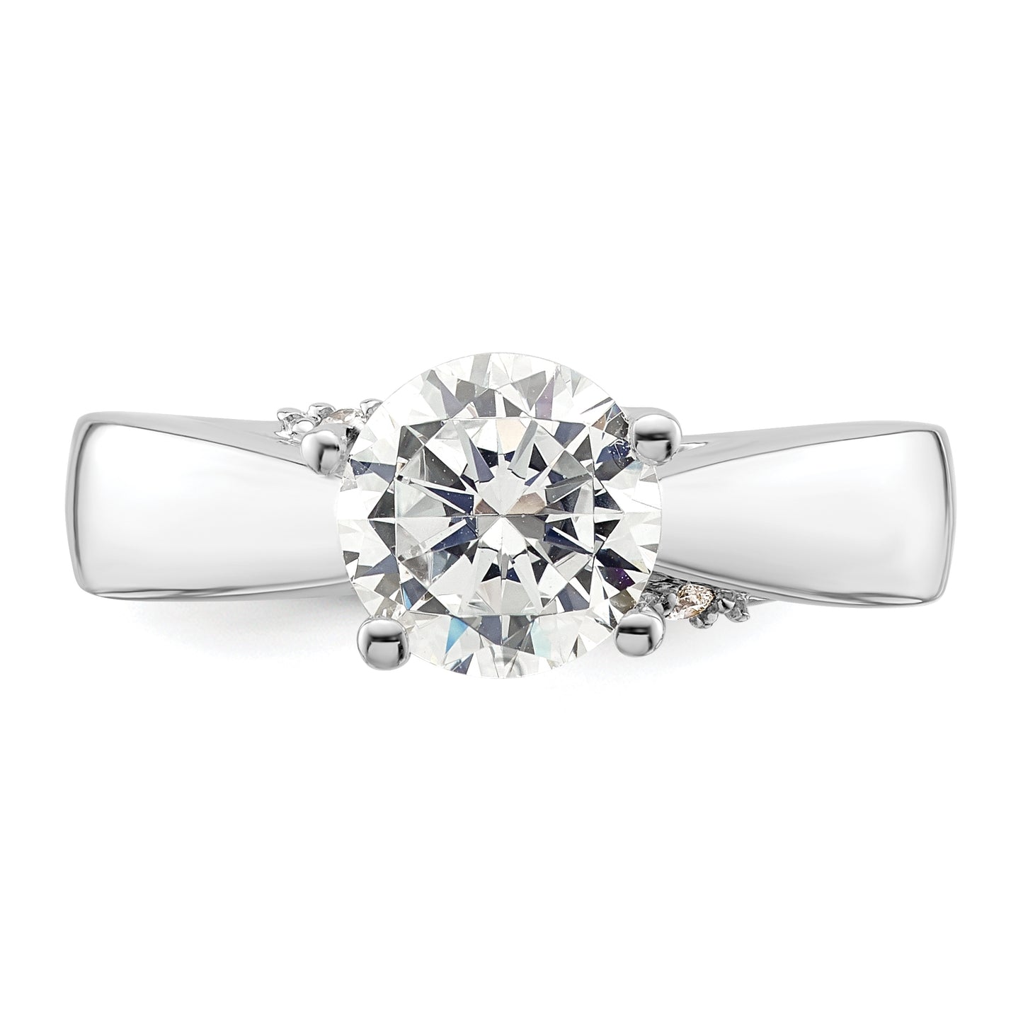 14k White Gold (Holds 1.5 carat (7.50 mm) Round) 4-Prong with 1/15 carat Diamond Semi-Mount Engagement Ring
