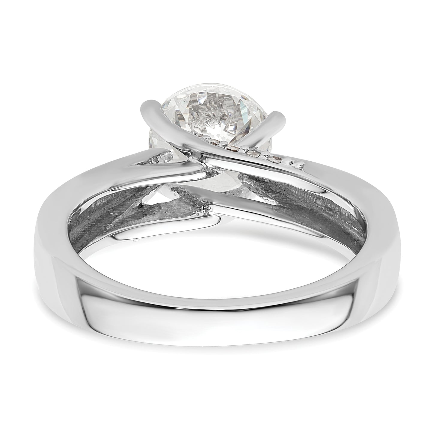 14k White Gold (Holds 1.5 carat (7.50 mm) Round) 4-Prong with 1/15 carat Diamond Semi-Mount Engagement Ring