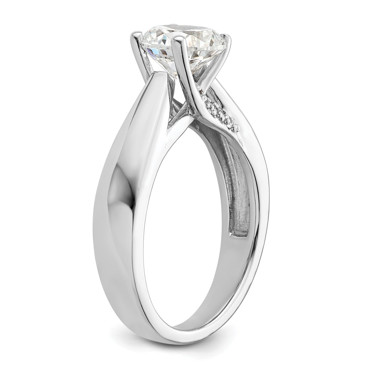 14k White Gold (Holds 1.5 carat (7.50 mm) Round) 4-Prong with 1/15 carat Diamond Semi-Mount Engagement Ring