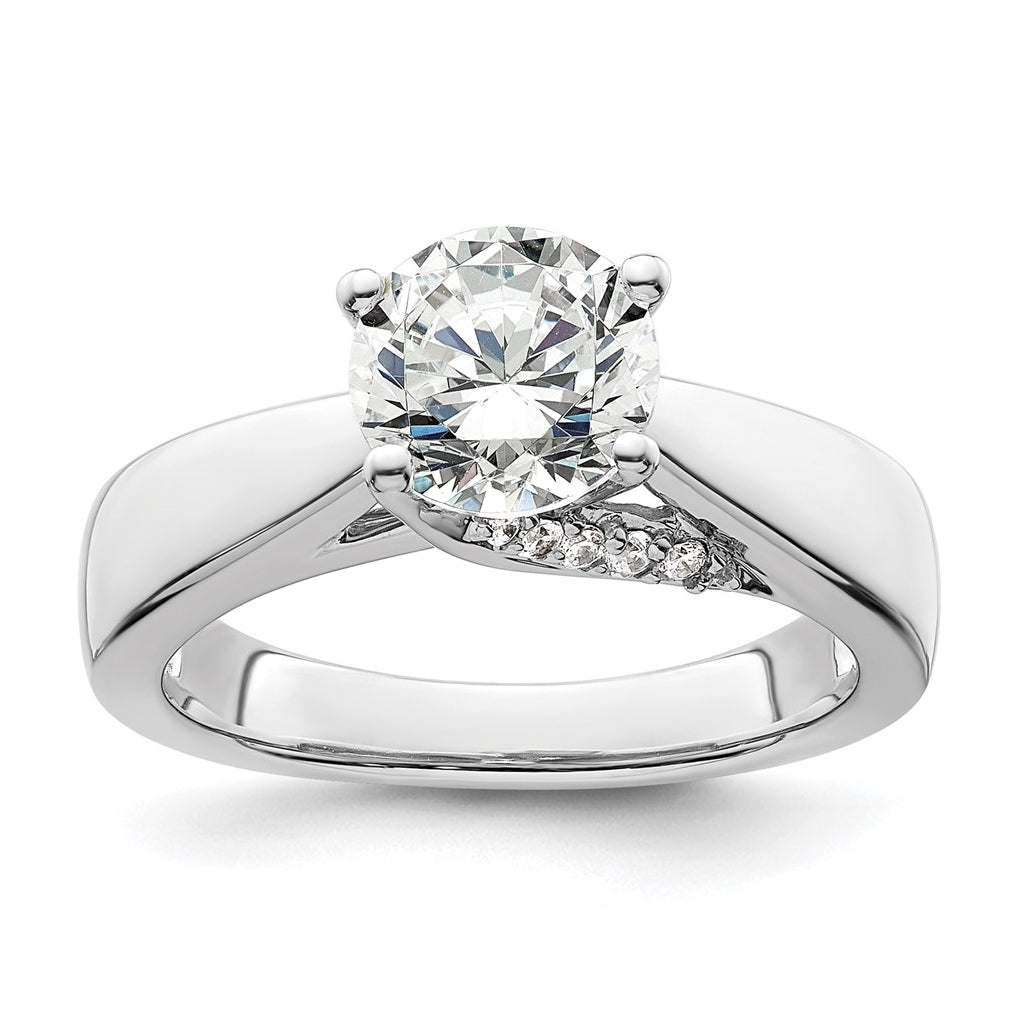 14k White Gold (Holds 1.5 carat (7.50 mm) Round) 4-Prong with 1/15 carat Diamond Semi-Mount Engagement Ring