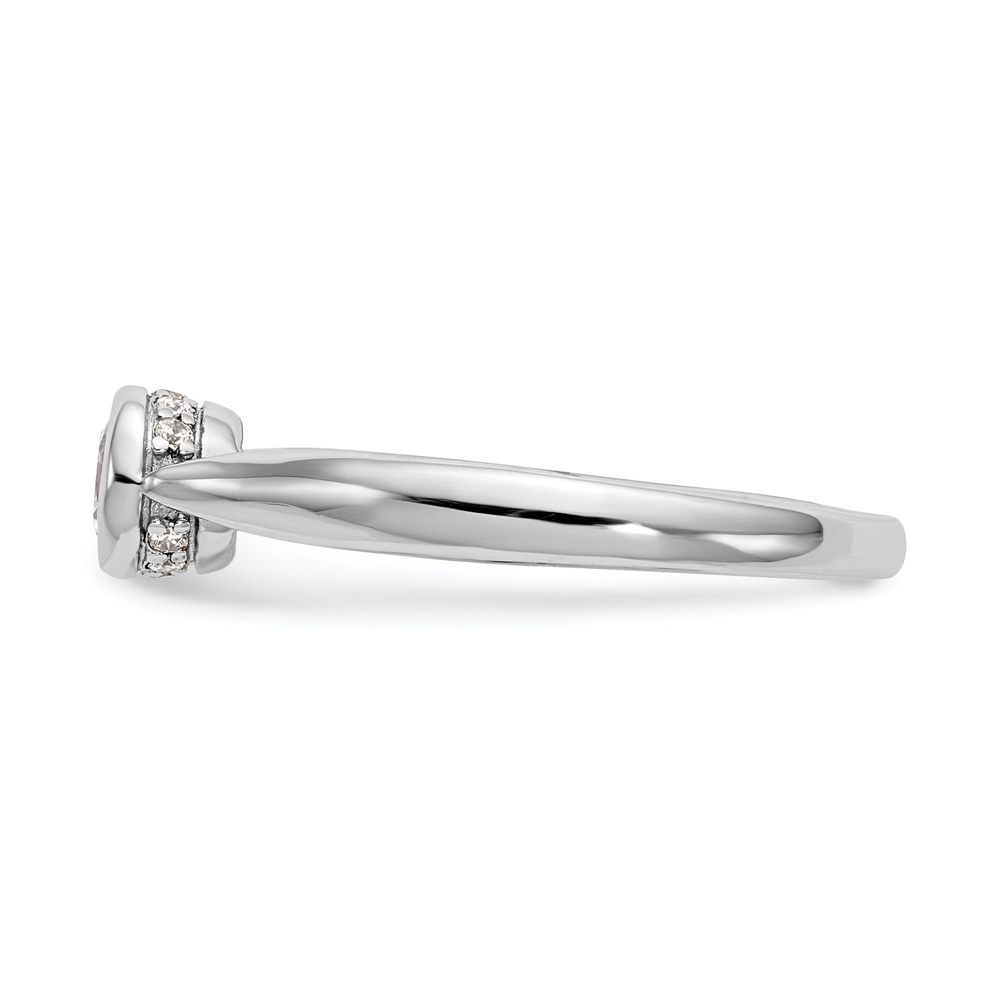 14K White Gold Round Bezel Set Solitaire Diamond Semi-mount Engagement Ring