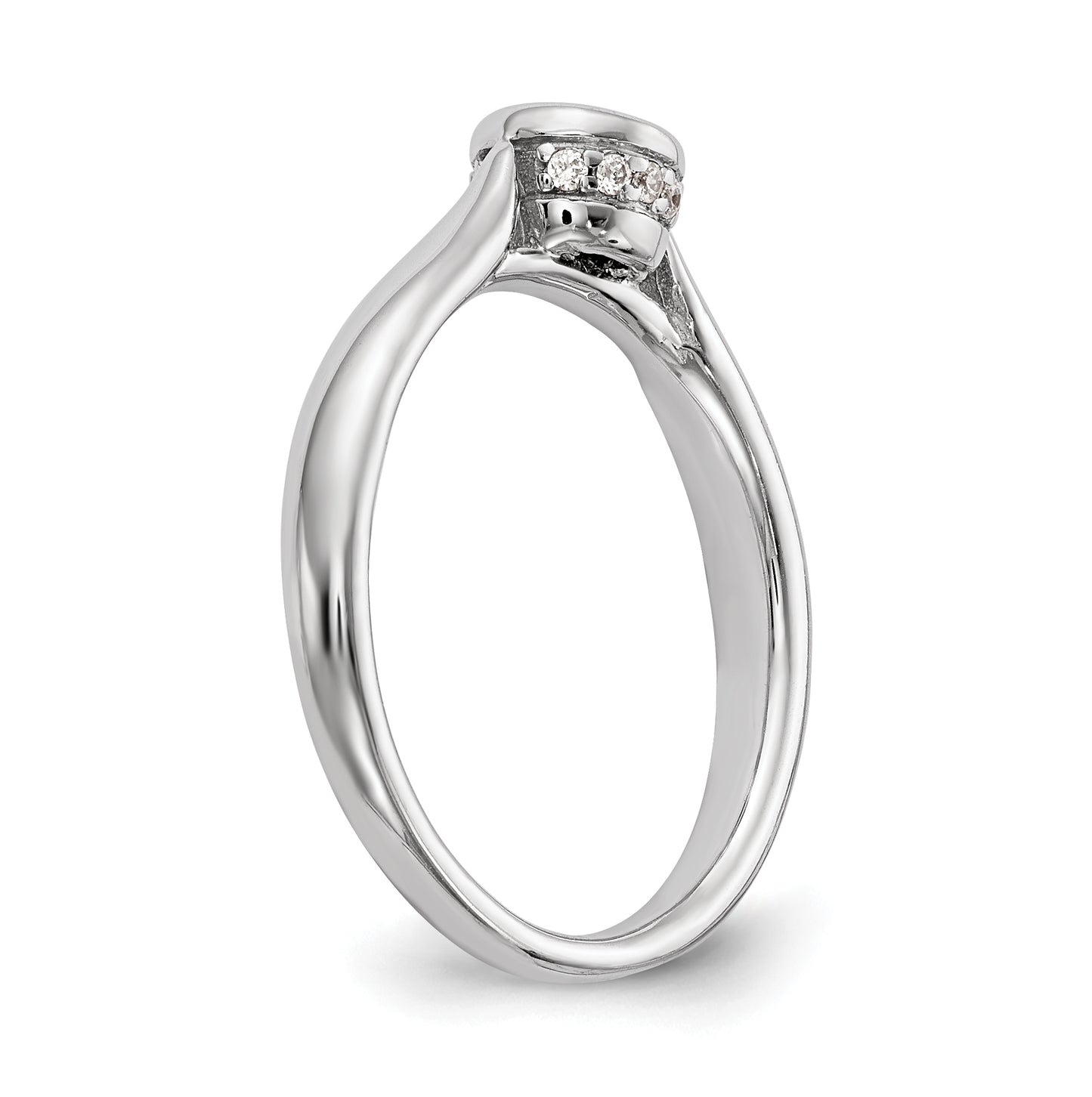 14K White Gold Round Bezel Set Solitaire Diamond Semi-mount Engagement Ring