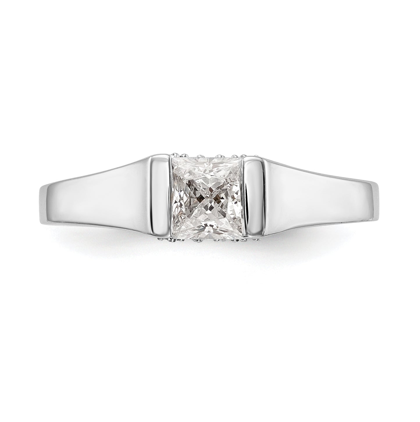 14k White Gold Square Solitaire Semi-mount Engagement Ring