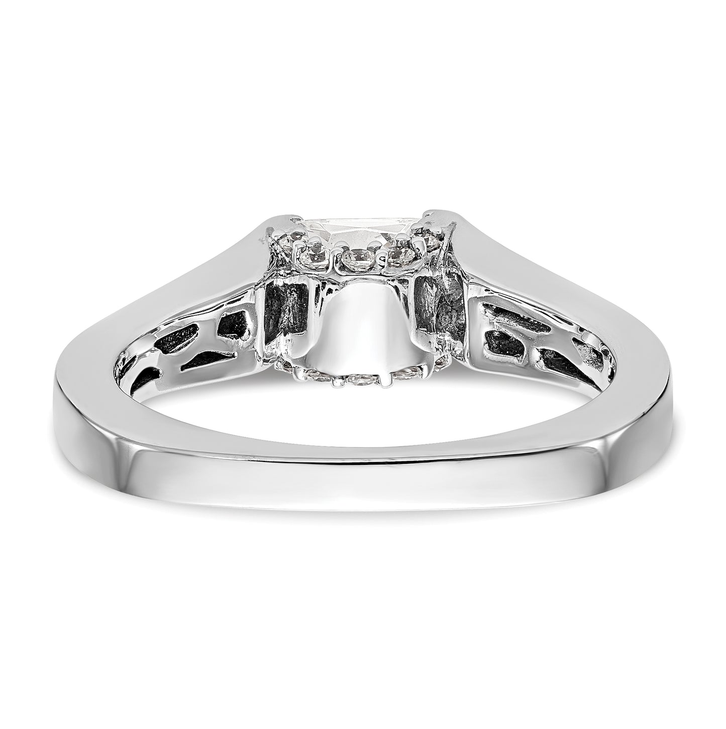 14k White Gold Square Solitaire Semi-mount Engagement Ring