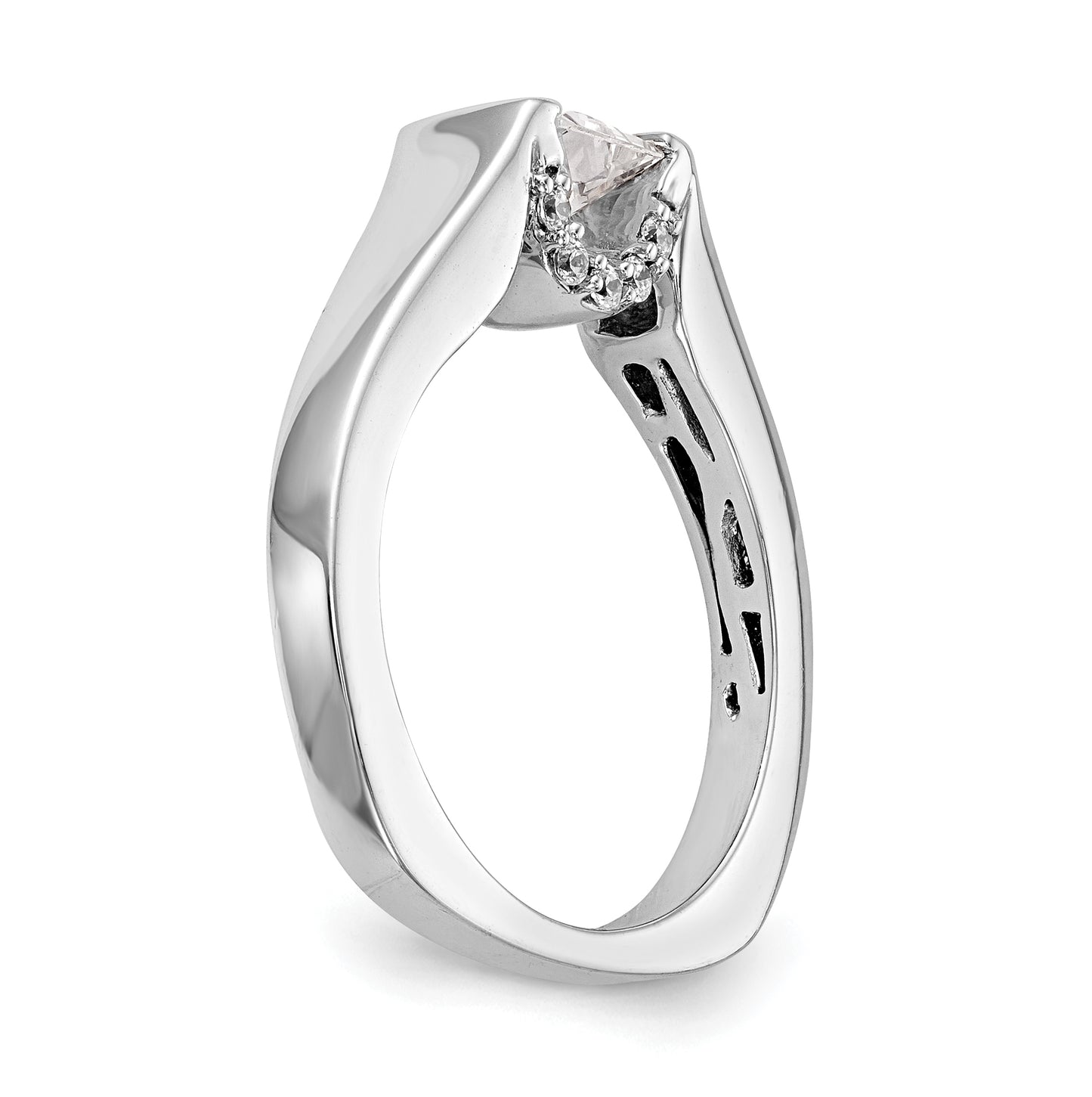14k White Gold Square Solitaire Semi-mount Engagement Ring
