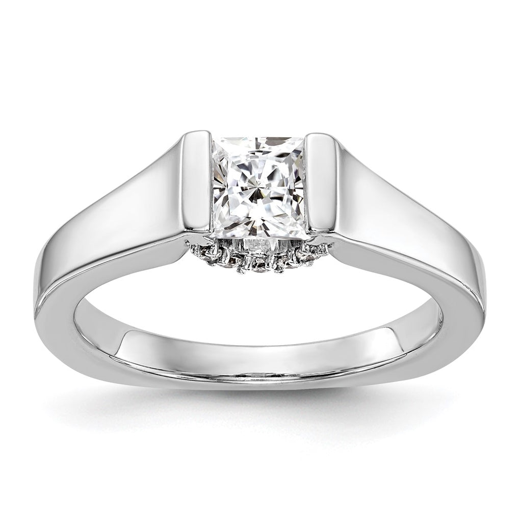 14k White Gold Square Solitaire Semi-mount Engagement Ring