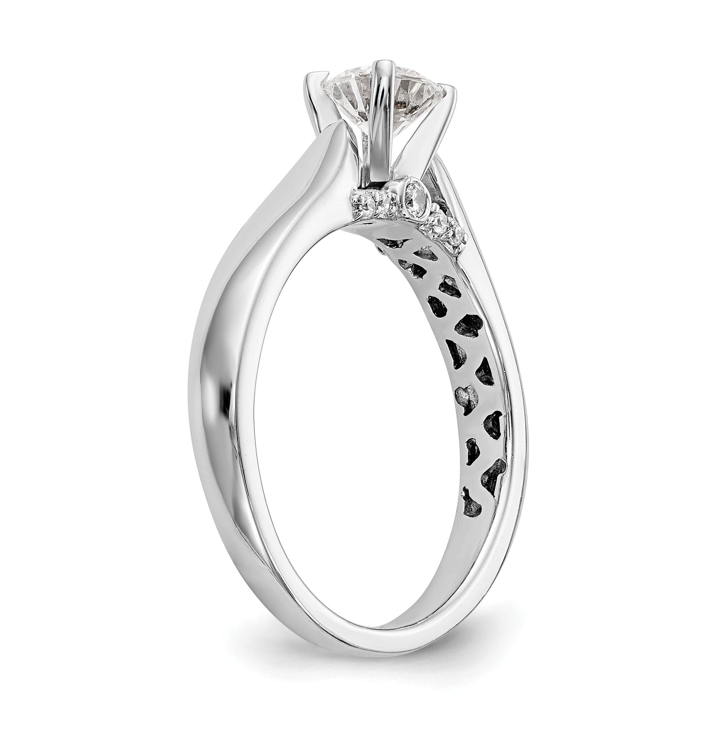 14K White Gold Peg Set .07 carat Diamond Semi-Mount Engagement Ring