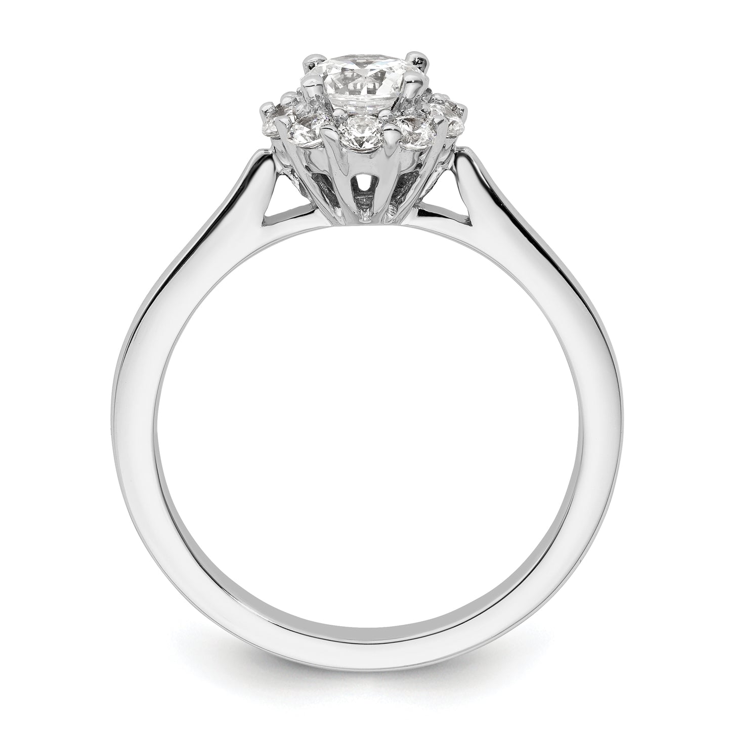 14k White Gold Halo (Holds 1/2 carat (5.2mm) Round Center ) 1/3 carat Diamond Semi-mount Engagement Ring