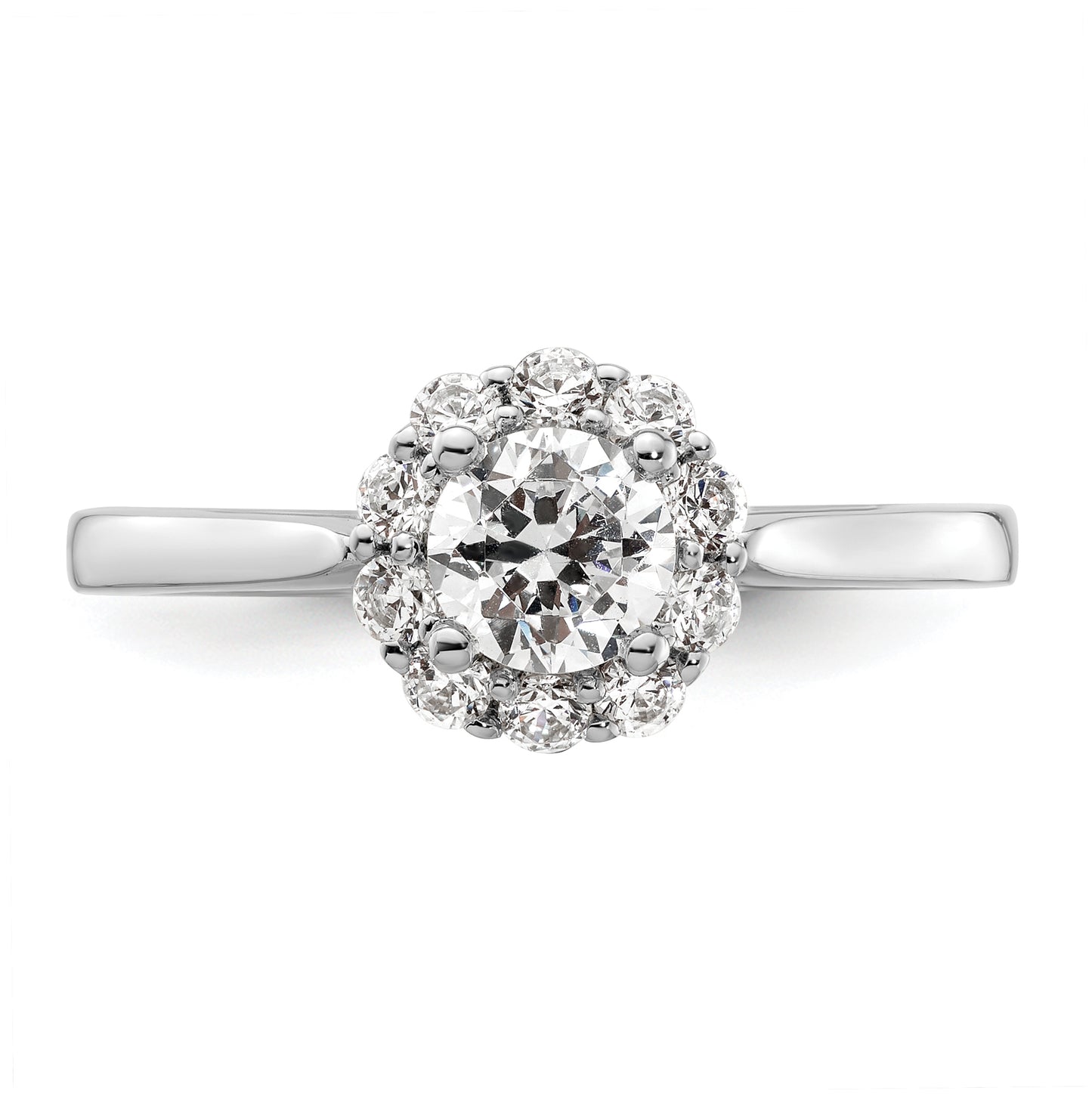 14k White Gold Halo (Holds 1/2 carat (5.2mm) Round Center ) 1/3 carat Diamond Semi-mount Engagement Ring