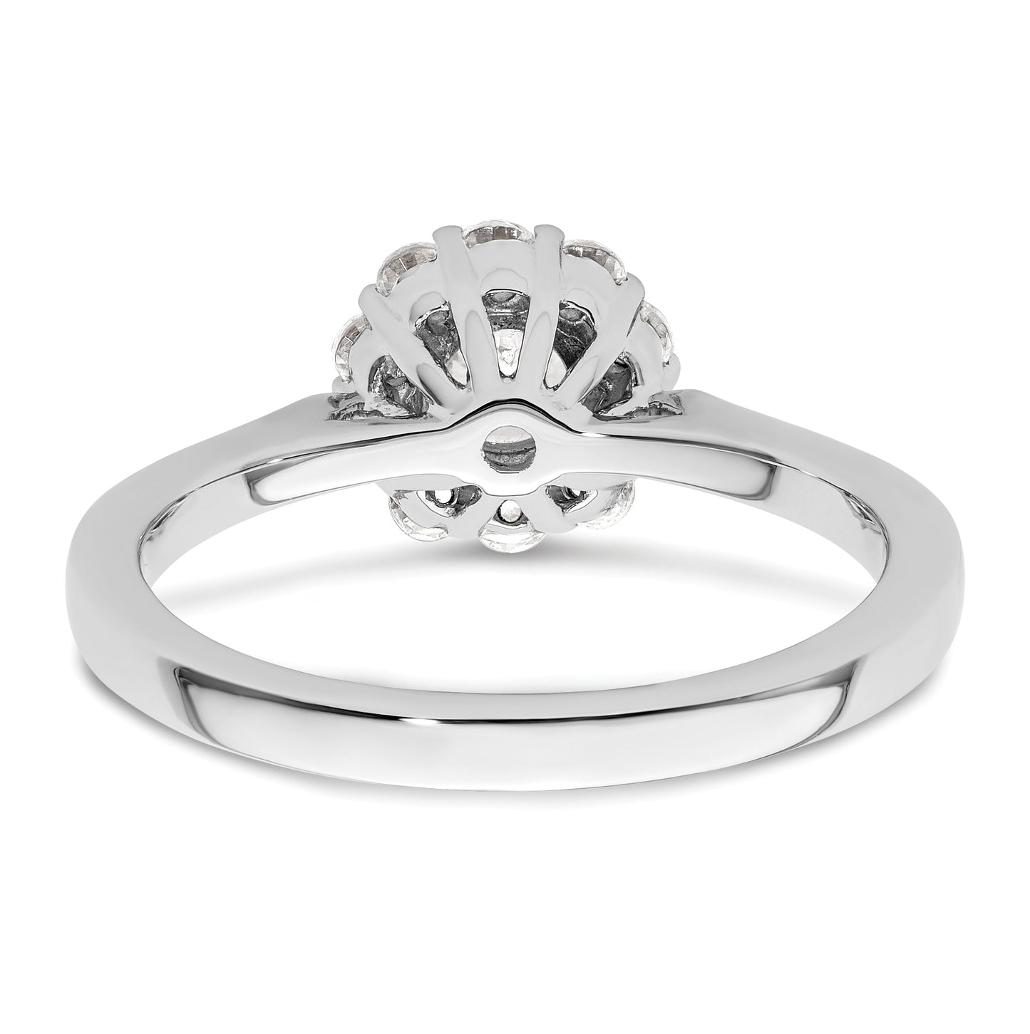 14k White Gold Halo (Holds 1/2 carat (5.2mm) Round Center ) 1/3 carat Diamond Semi-mount Engagement Ring
