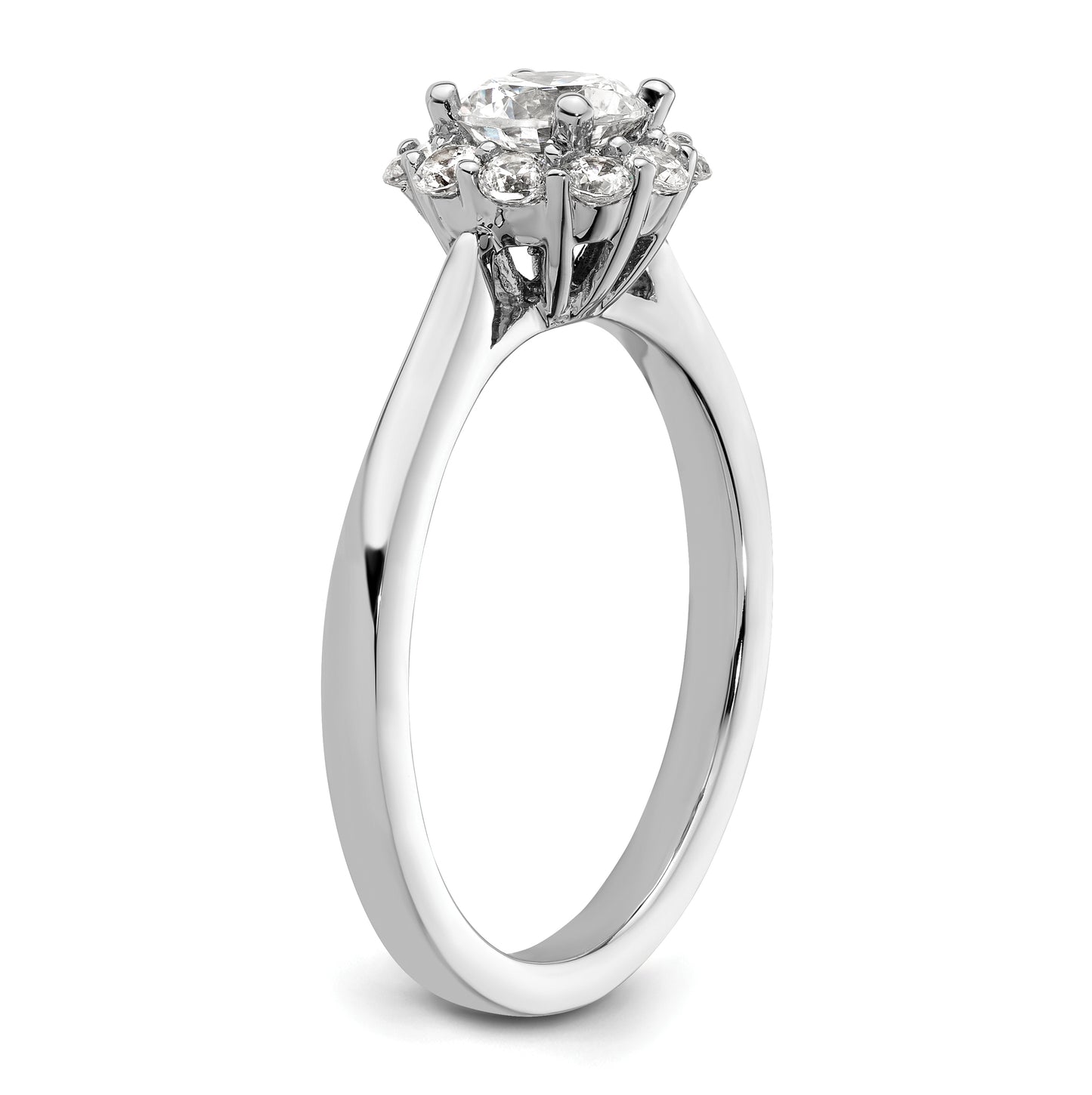 14k White Gold Halo (Holds 1/2 carat (5.2mm) Round Center ) 1/3 carat Diamond Semi-mount Engagement Ring