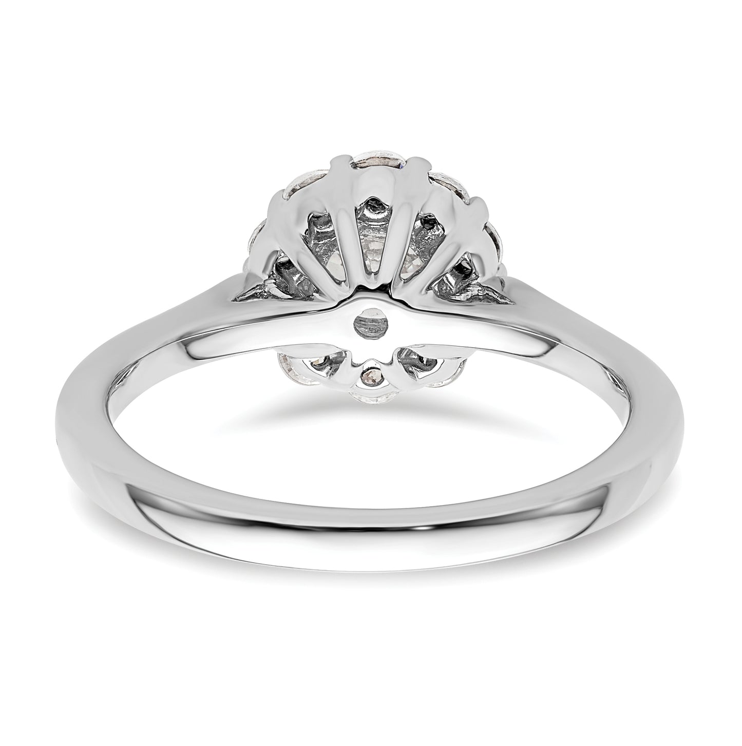14k White Gold Halo (Holds 3/4 carat (5.8mm) Round Center ) 1/2 carat Diamond Semi-mount Engagement Ring