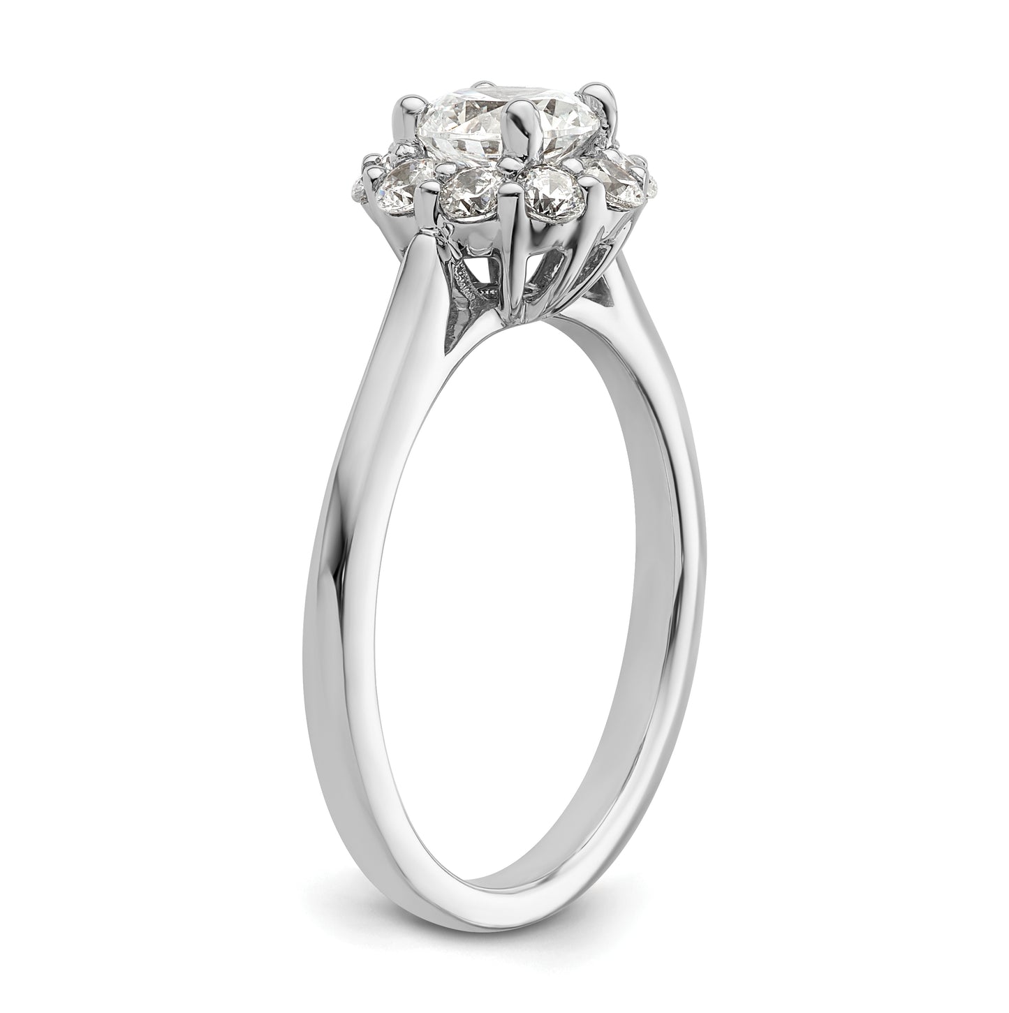14k White Gold Halo (Holds 3/4 carat (5.8mm) Round Center ) 1/2 carat Diamond Semi-mount Engagement Ring