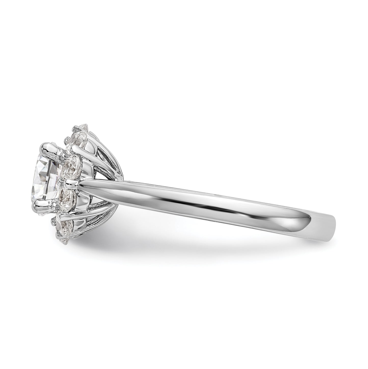 14k White Gold Halo (Holds 1 carat (6.5mm) Round Center ) 5/8 carat Diamond Semi-mount Engagement Ring