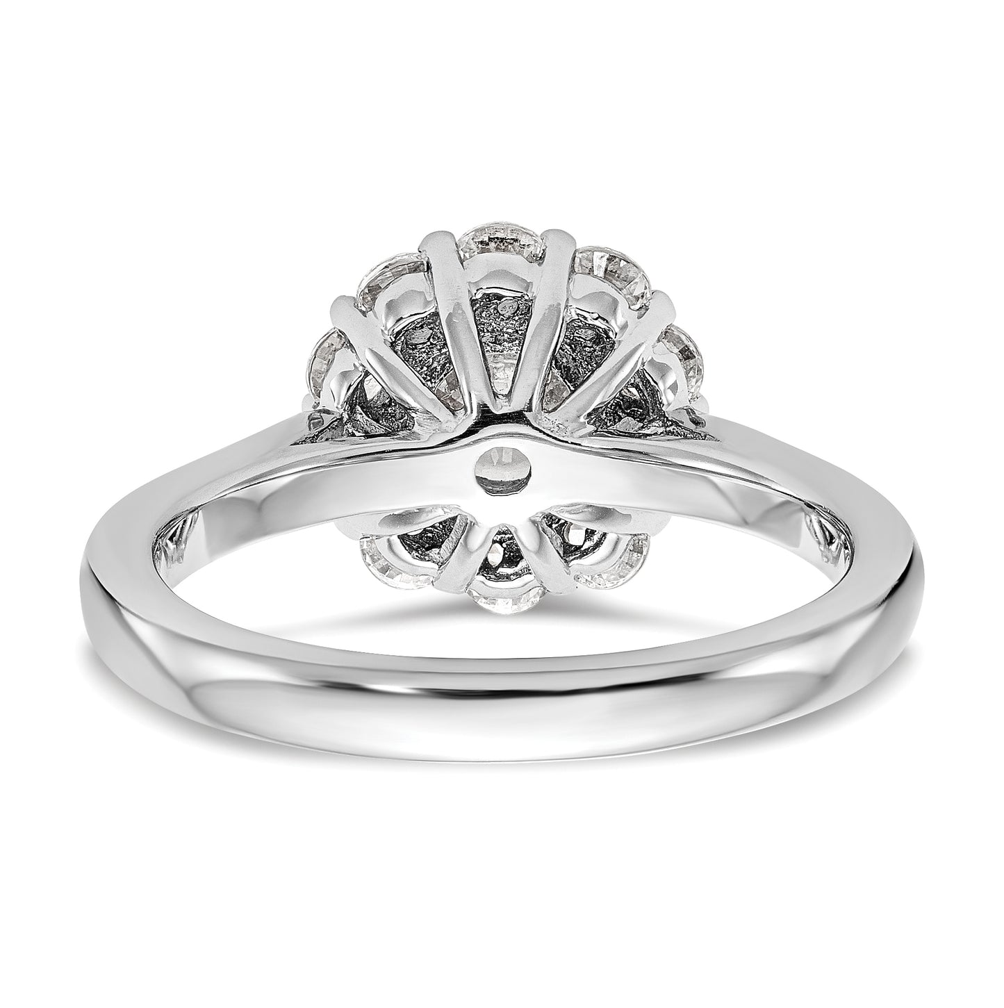14k White Gold Halo (Holds 1 carat (6.5mm) Round Center ) 5/8 carat Diamond Semi-mount Engagement Ring