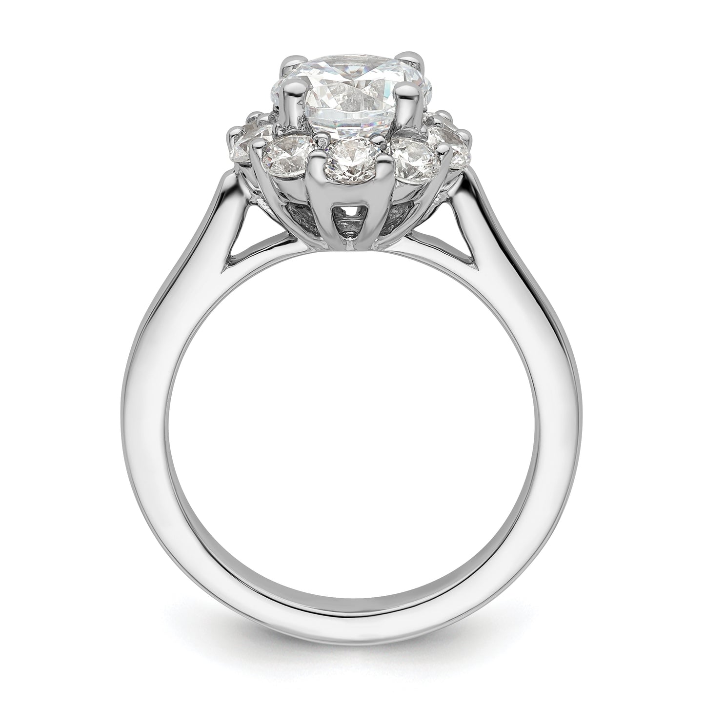 14k White Gold Halo (Holds 1.5 carat (7.5mm) Round Center ) 3/4 carat Diamond Semi-mount Engagement Ring