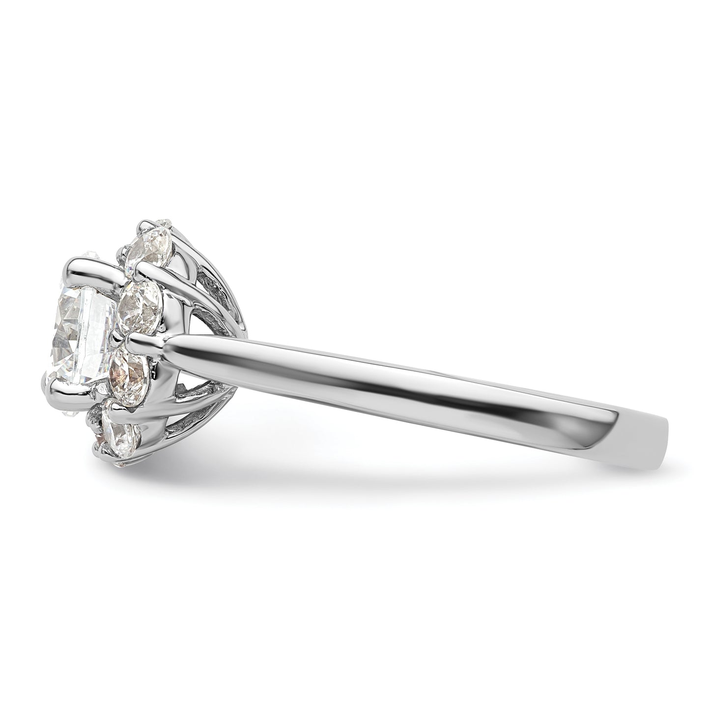 14k White Gold Halo (Holds 1.5 carat (7.5mm) Round Center ) 3/4 carat Diamond Semi-mount Engagement Ring