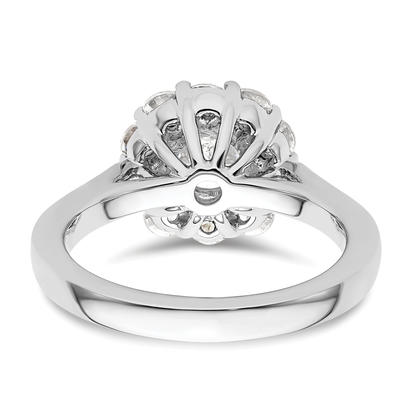 14k White Gold Halo (Holds 1.5 carat (7.5mm) Round Center ) 3/4 carat Diamond Semi-mount Engagement Ring