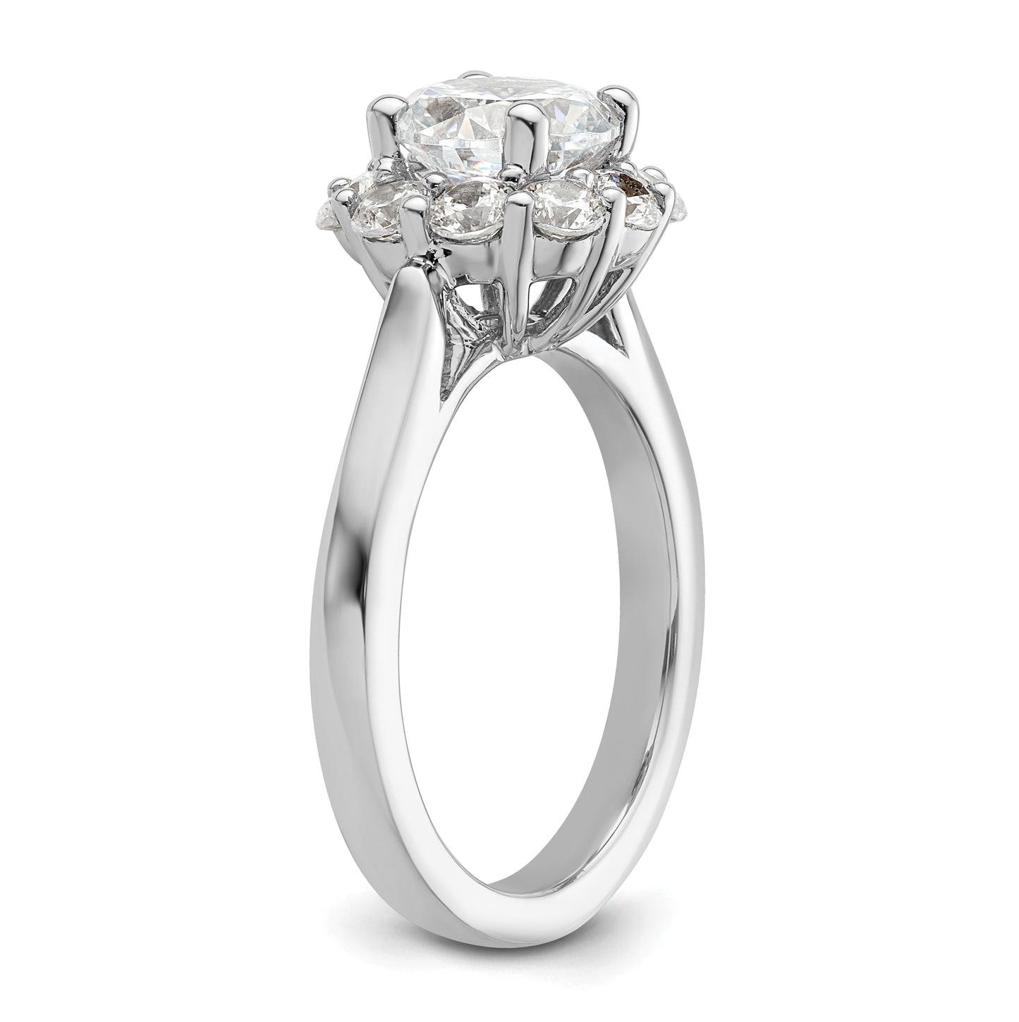 14k White Gold Halo (Holds 1.5 carat (7.5mm) Round Center ) 3/4 carat Diamond Semi-mount Engagement Ring