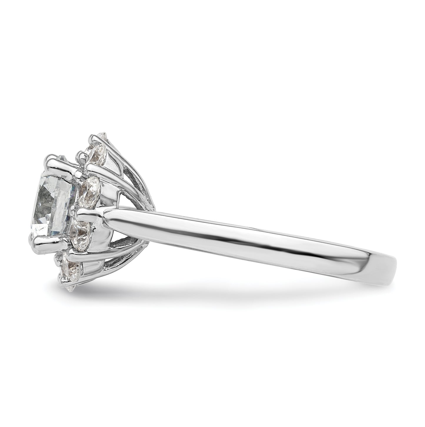 14k White Gold Halo (Holds 2 carat (8.2mm) Round Center ) 1 carat Diamond Semi-mount Engagement Ring