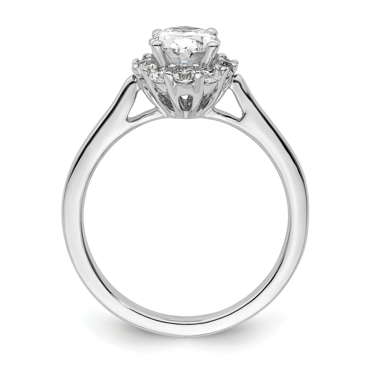 14k White Gold Halo (Holds 3/4 carat (7.5x5.0mm) Oval Center) 3/8 carat Diamond Semi-mount Engagement Ring