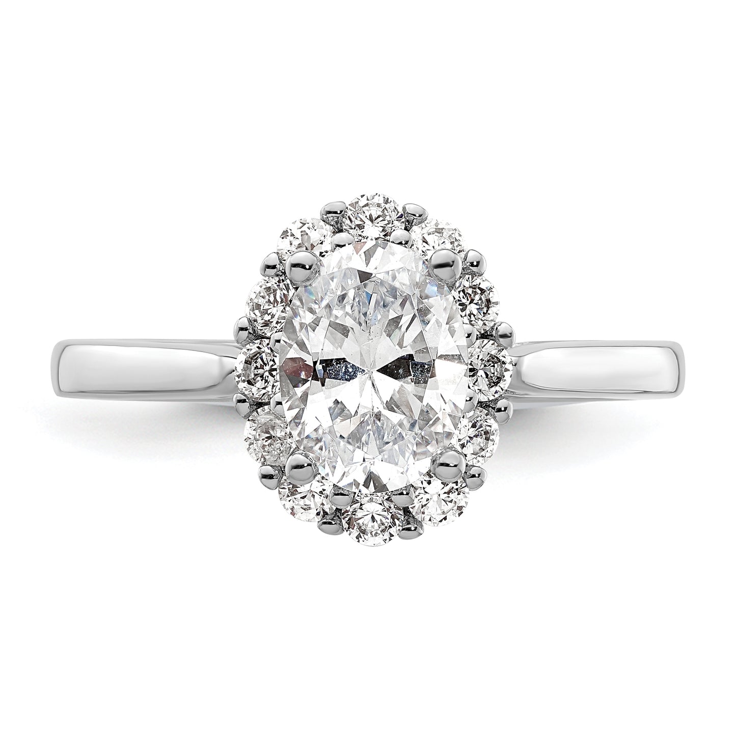 14k White Gold Halo (Holds 3/4 carat (7.5x5.0mm) Oval Center) 3/8 carat Diamond Semi-mount Engagement Ring