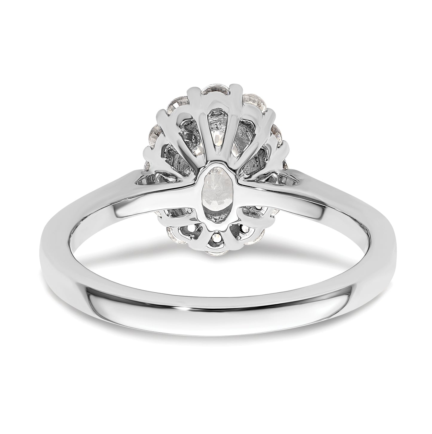 14k White Gold Halo (Holds 3/4 carat (7.5x5.0mm) Oval Center) 3/8 carat Diamond Semi-mount Engagement Ring