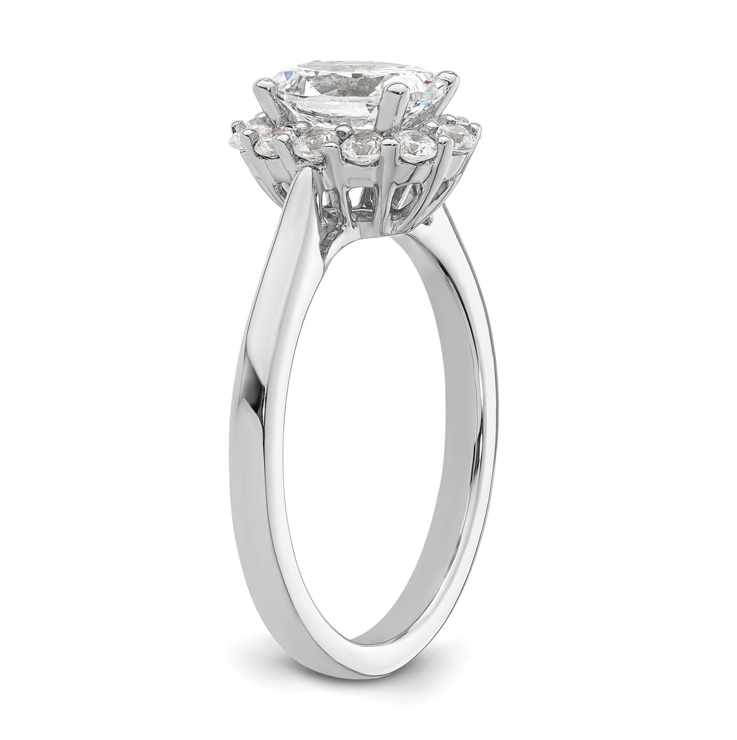 14k White Gold Halo (Holds 3/4 carat (7.5x5.0mm) Oval Center) 3/8 carat Diamond Semi-mount Engagement Ring