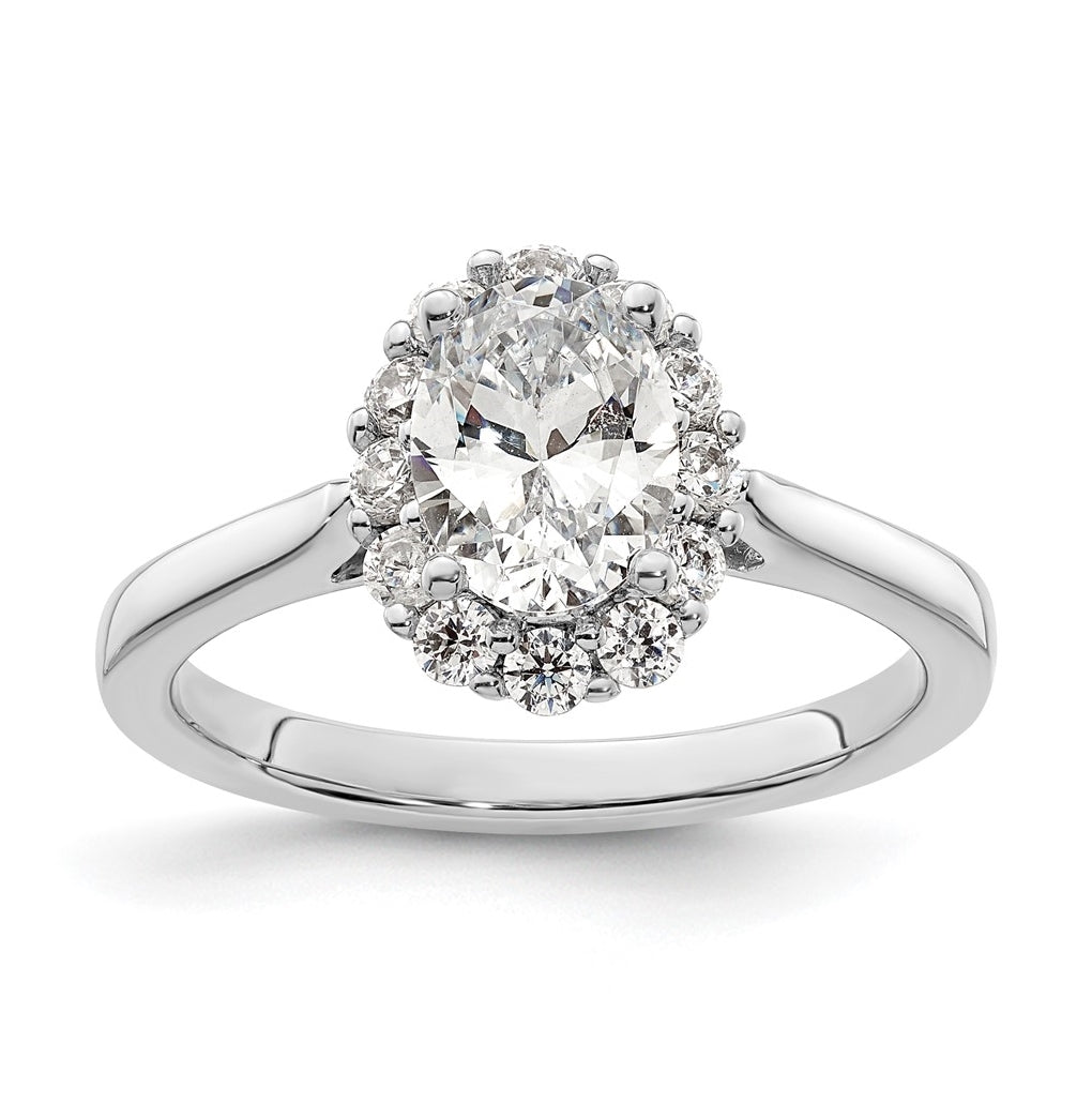 14k White Gold Halo (Holds 3/4 carat (7.5x5.0mm) Oval Center) 3/8 carat Diamond Semi-mount Engagement Ring