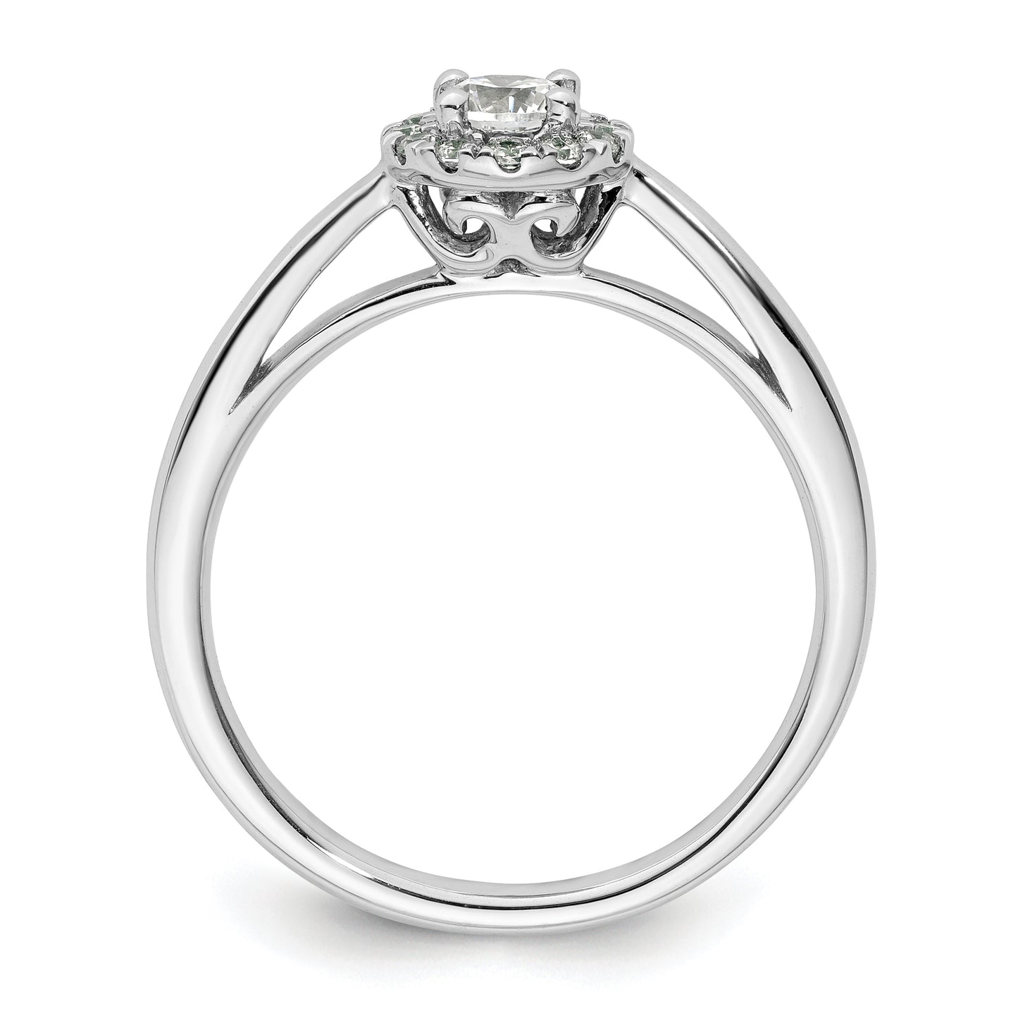 14k White Gold Halo (Holds 1/4 carat (4.00mm) Round Center) 1/8 carat Diamond Semi-mount Engagement Ring