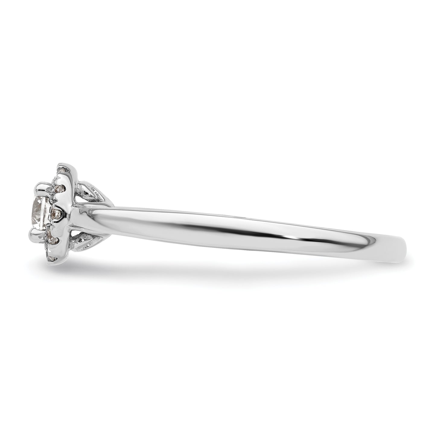 14k White Gold Halo (Holds 1/4 carat (4.00mm) Round Center) 1/8 carat Diamond Semi-mount Engagement Ring