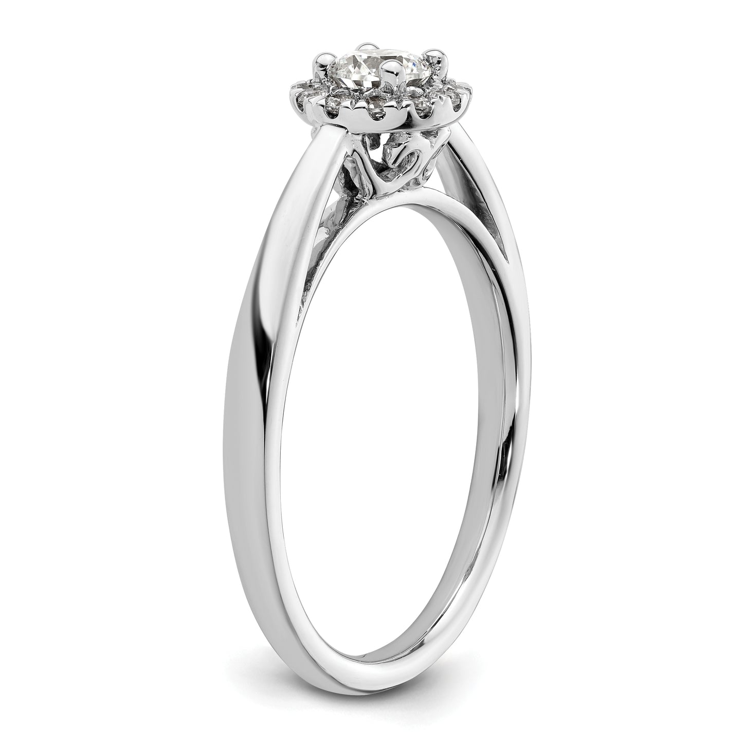14k White Gold Halo (Holds 1/4 carat (4.00mm) Round Center) 1/8 carat Diamond Semi-mount Engagement Ring