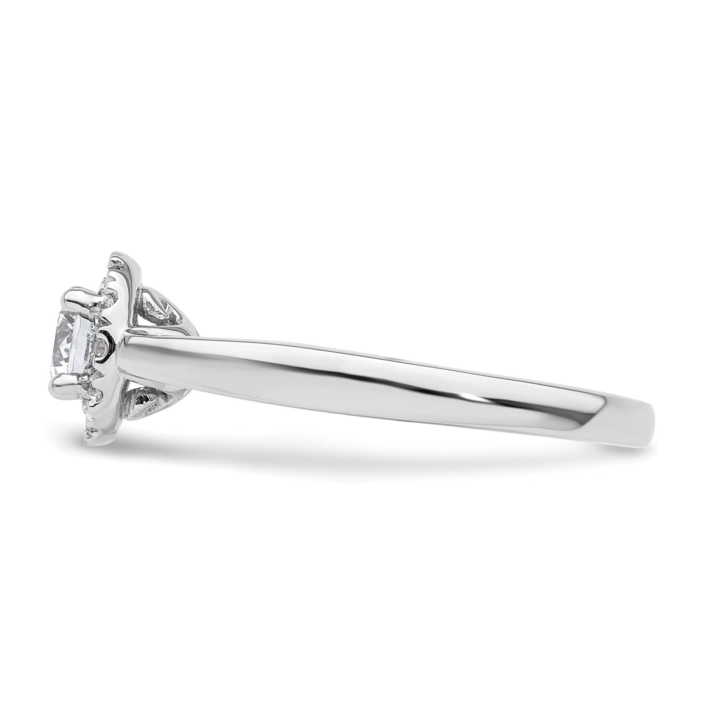 14k White Gold Halo (Holds 1/3 carat (4.5mm) Round Center) 1/8 carat Diamond Semi-mount Engagement Ring