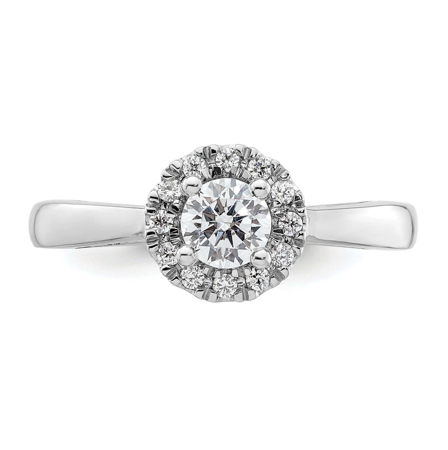 14k White Gold Halo (Holds 1/3 carat (4.5mm) Round Center) 1/8 carat Diamond Semi-mount Engagement Ring