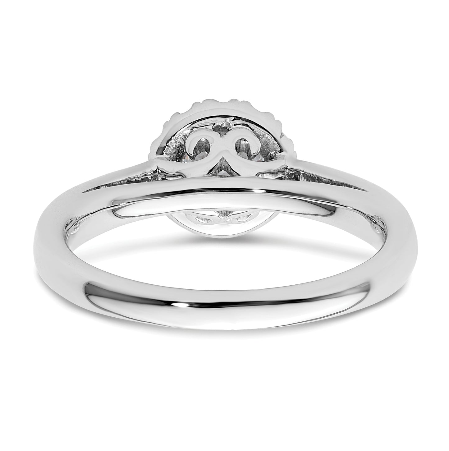 14k White Gold Halo (Holds 1/3 carat (4.5mm) Round Center) 1/8 carat Diamond Semi-mount Engagement Ring