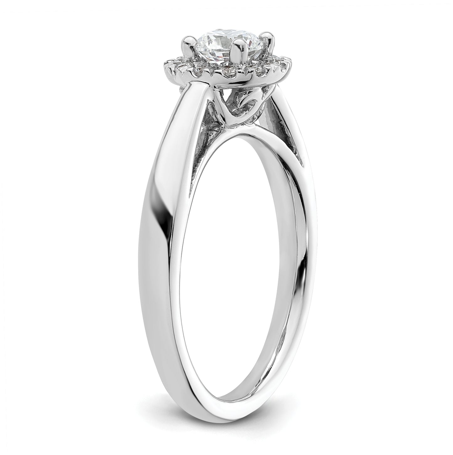 14k White Gold Halo (Holds 1/3 carat (4.5mm) Round Center) 1/8 carat Diamond Semi-mount Engagement Ring