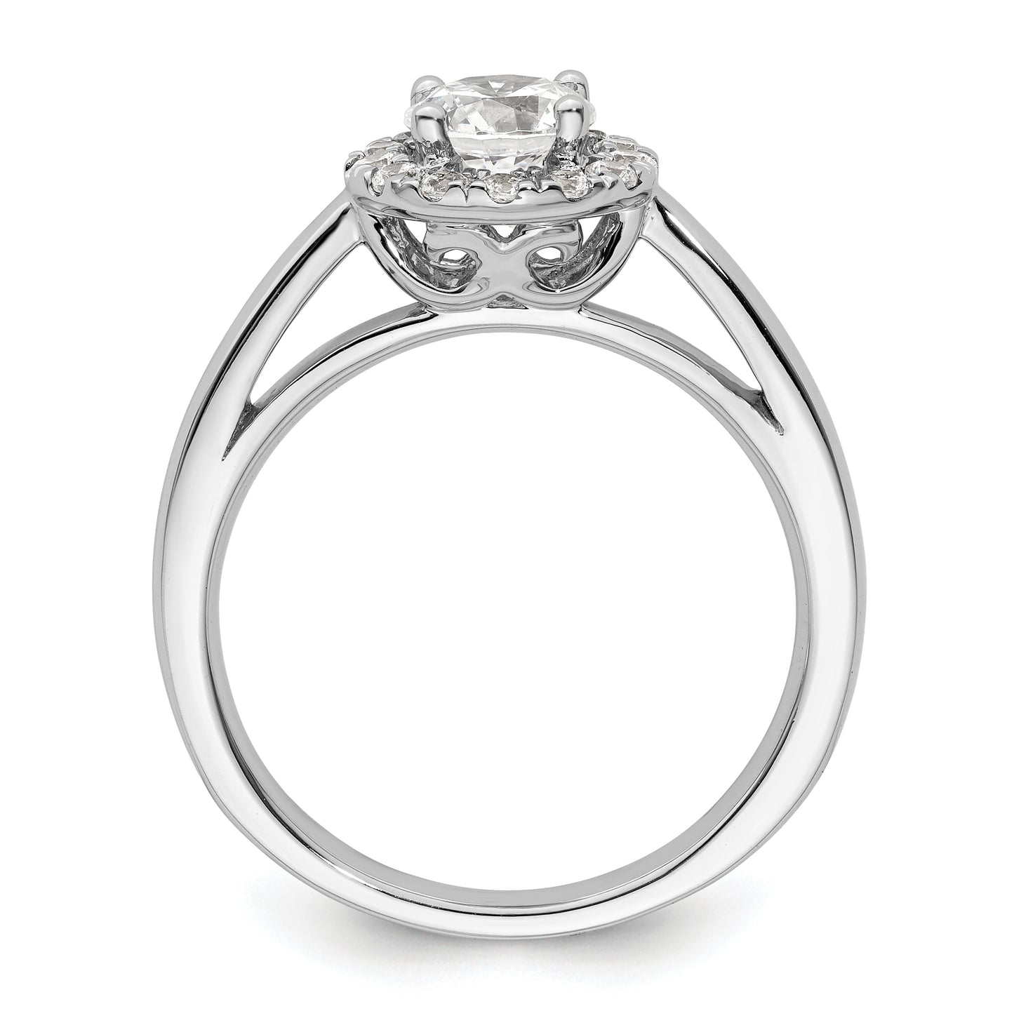 14k White Gold Halo (Holds 3/4 carat (5.8 mm) Round Center) 1/4 carat Diamond Semi-mount Engagement Ring