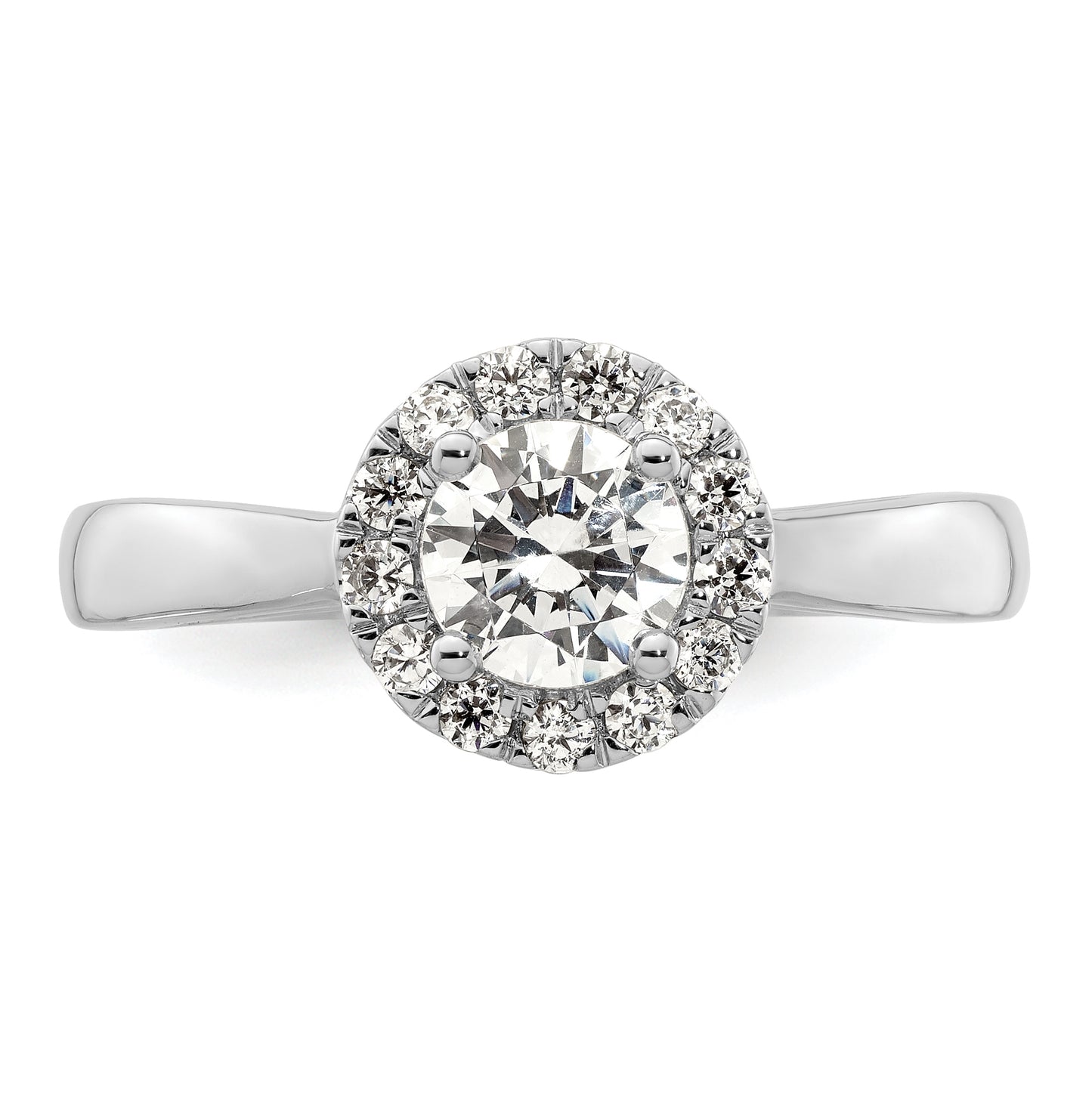 14k White Gold Halo (Holds 3/4 carat (5.8 mm) Round Center) 1/4 carat Diamond Semi-mount Engagement Ring