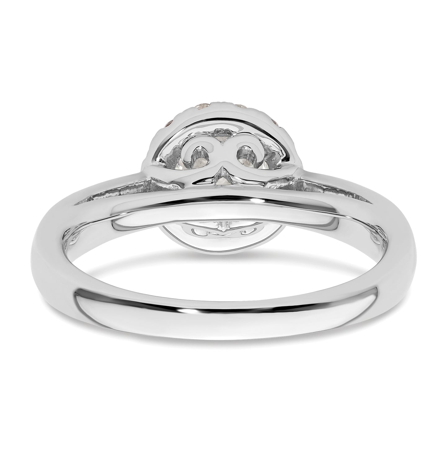 14k White Gold Halo (Holds 3/4 carat (5.8 mm) Round Center) 1/4 carat Diamond Semi-mount Engagement Ring