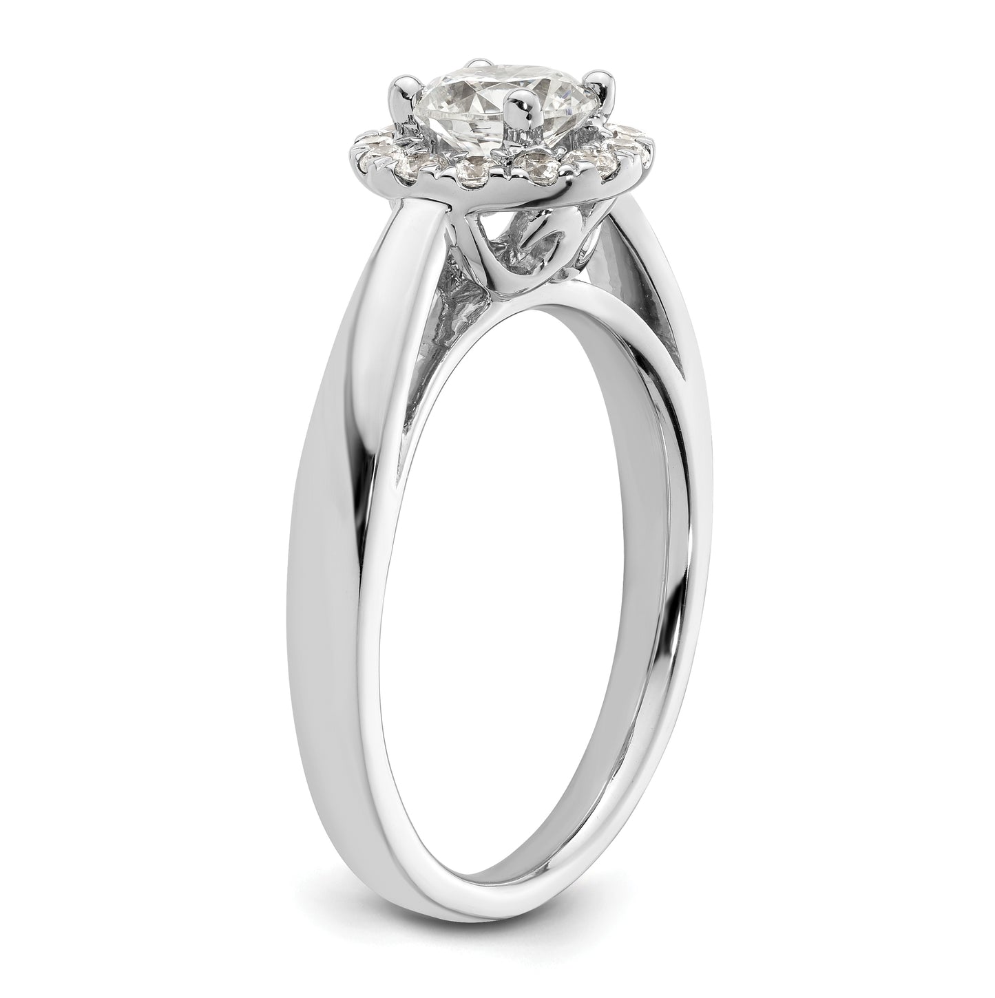 14k White Gold Halo (Holds 3/4 carat (5.8 mm) Round Center) 1/4 carat Diamond Semi-mount Engagement Ring