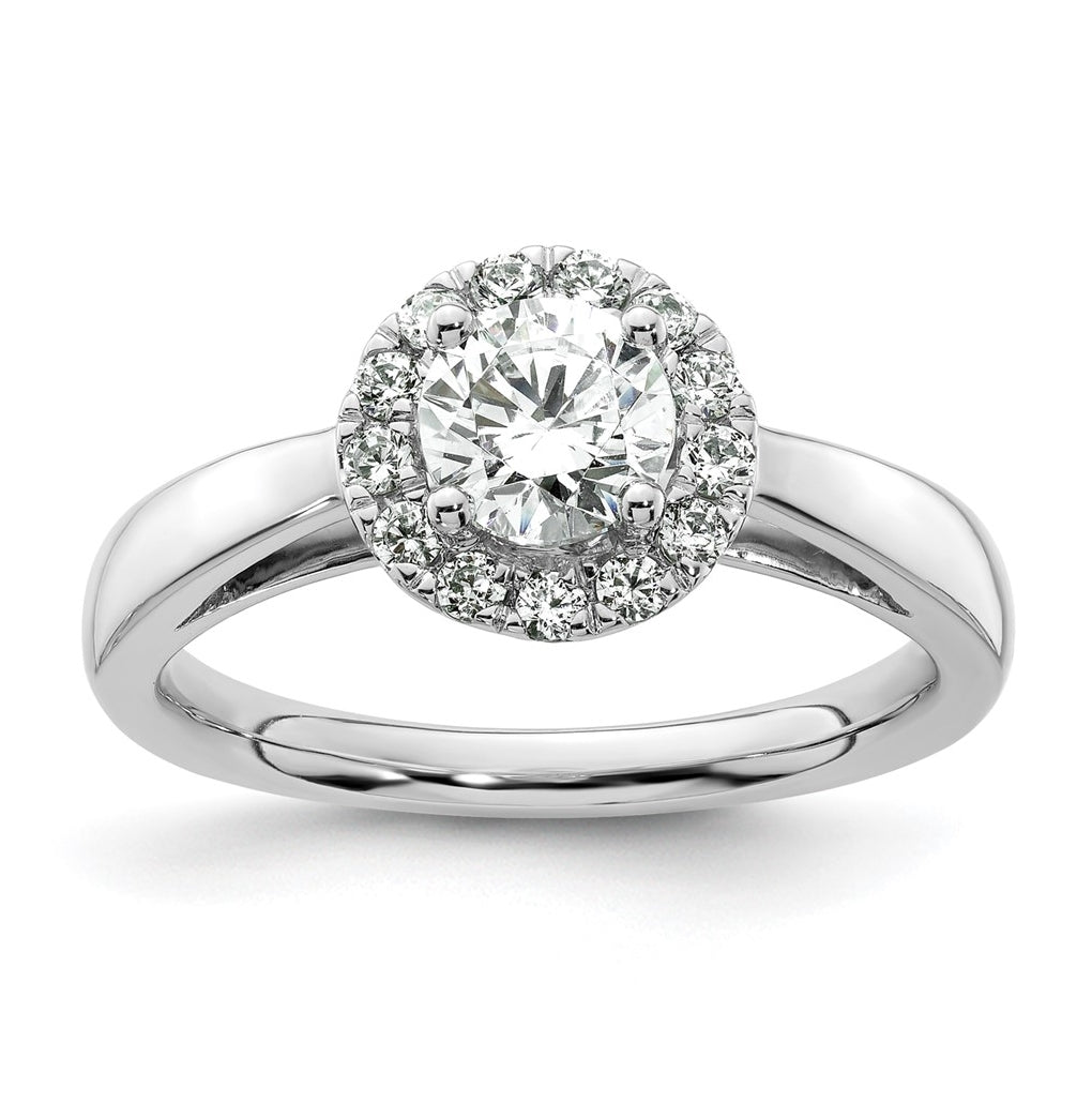 14k White Gold Halo (Holds 3/4 carat (5.8 mm) Round Center) 1/4 carat Diamond Semi-mount Engagement Ring